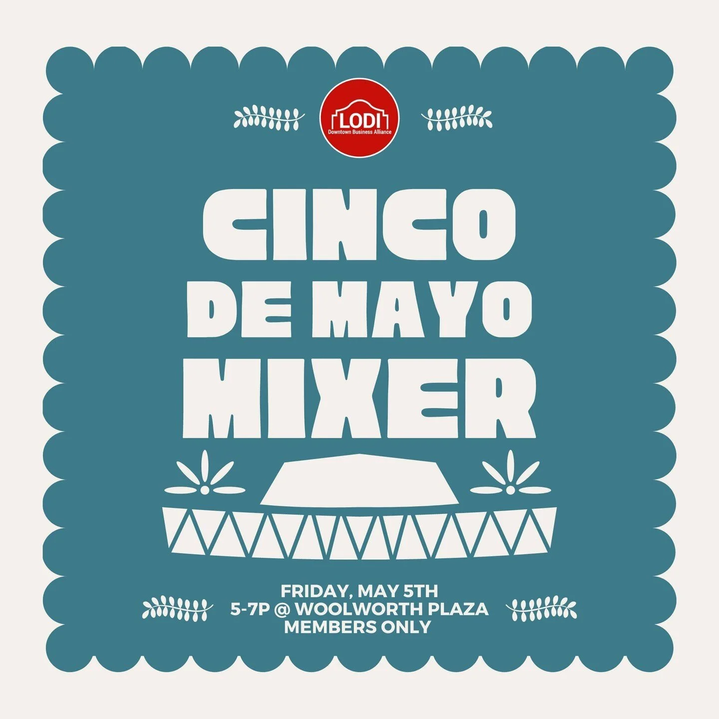 Join us for a festive Cinco de Mayo member mixer hosted by the Downtown Lodi Business Alliance on May 5th from 5-7p at Woolworth Plaza. 🎉 ⁠
⁠
Enjoy live music, delicious Mexican food, and refreshing margaritas while having fun with your fellow DBA m