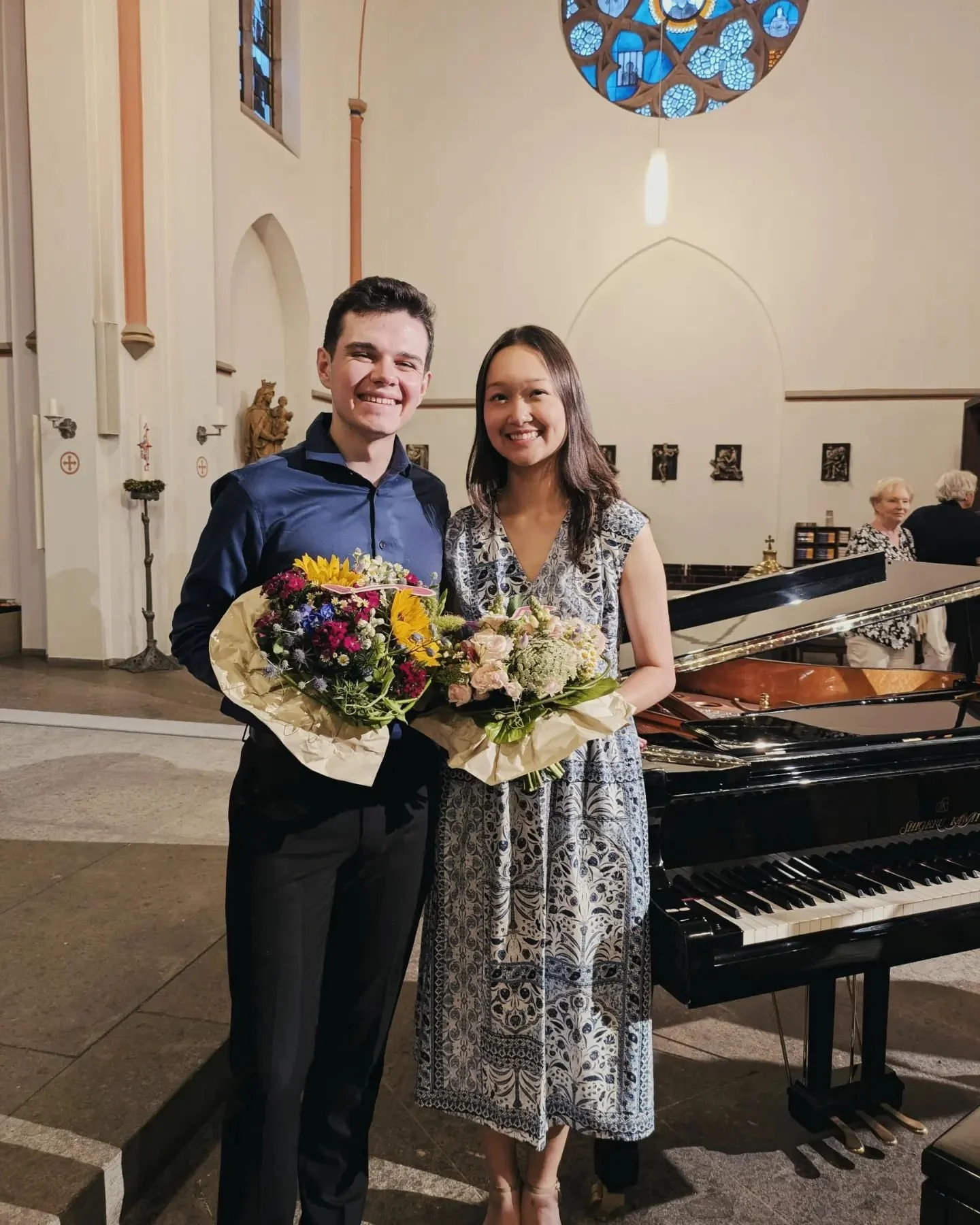 We loved performing solo Bach, Alb&eacute;niz, and Liszt in the beautiful St. Nikolaus Church in D&uuml;rscheid - such a special space for us after performing here 5 years ago. Looking forward to sharing our two-piano program on Sunday! 🎹✨

#stnikol