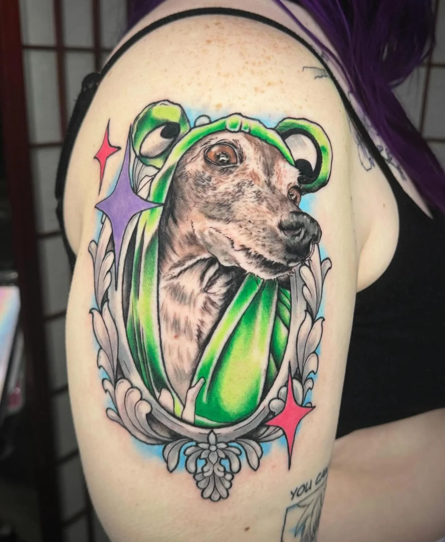 Dog portrait by @fishscvle_tattoos