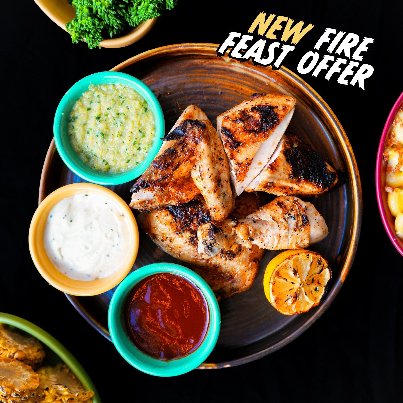 🔥 Introducing our sizzling new 'Fire Feast' offer at BAHA!🍗

Ideal for families, groups, or those mega hunger moments!🤤 Dive into a whole BBQ-marinated chicken, cooked to perfection in our secret sauce, served with your choice of sides and veggies