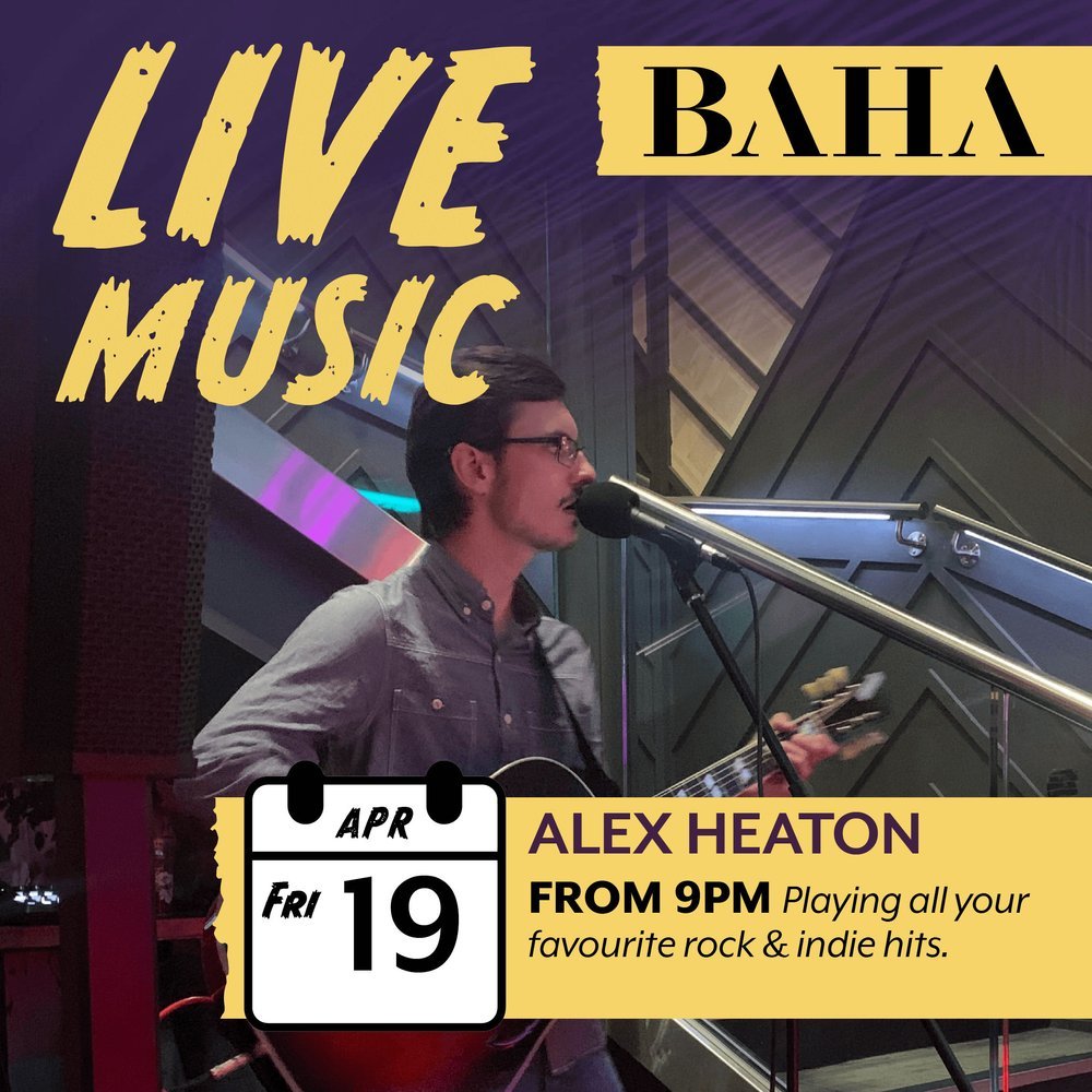 🎷 Get ready for an epic weekend of live music at BAHA Bowness ! 🎶

This weekend, on April 19th, join us for the electrifying Alex Heaton, as he rocks the stage with all your favourite indie and rock hits. It's a night you won't want to miss! 
But t