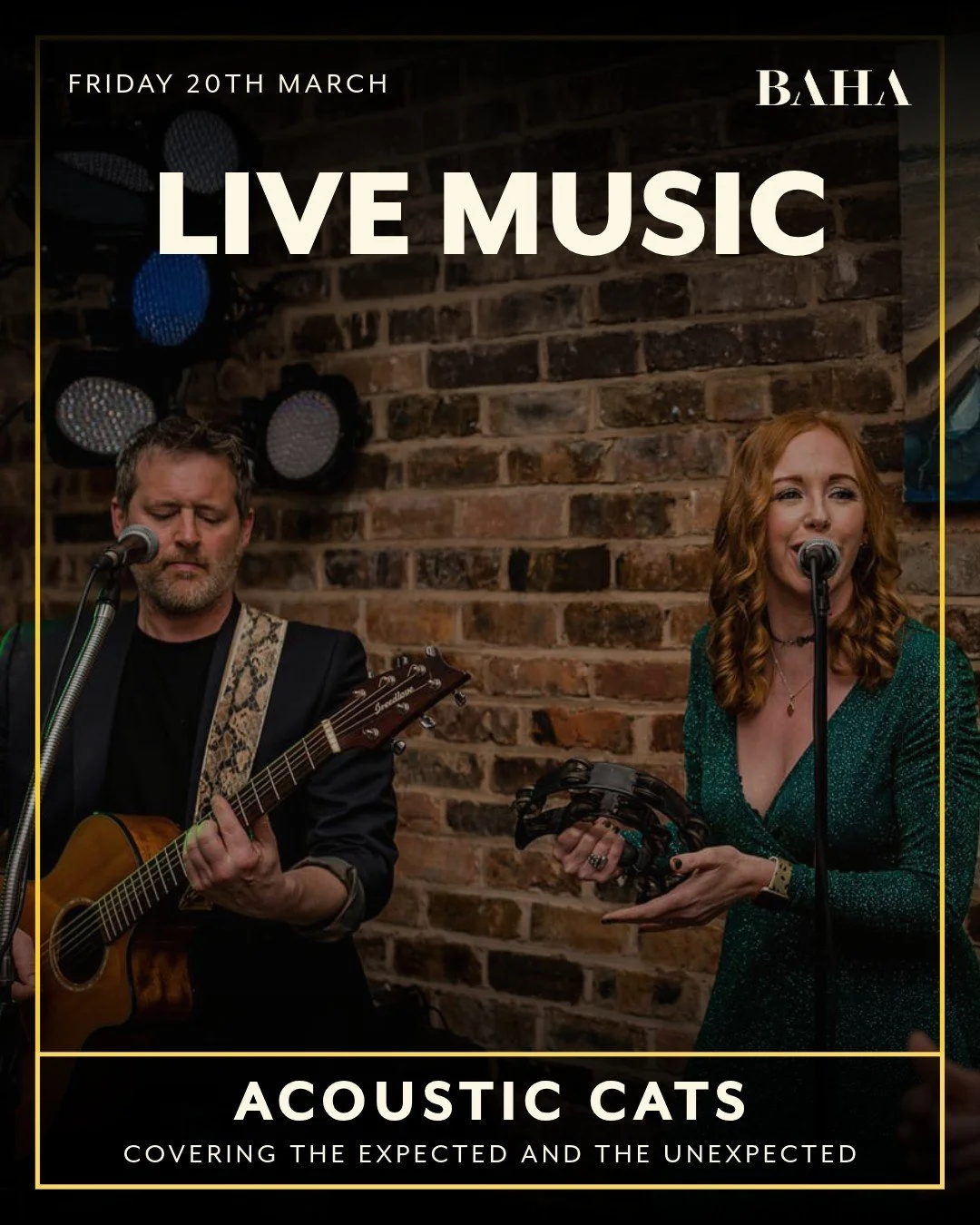 Live Music  tonight at BAHA | Acoustic cats | From 9pm

Start your  weekend with a BANG - incredible tunes, legendary cocktails and the best vibes in the Lakes!

FREE ENTRY! Tag your crew - tonight's going to set the tone for your entire weekend! ✨


