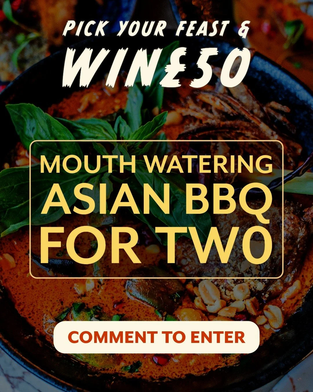 STOP SCROLLING. START CRAVING. 🌶️🔥

We are halfway through our Pick Your Feast giveaway and the kitchen is buzzing! Another &pound;50 voucher is up for grabs this Monday.

Will it be the Intense Asian BBQ? The Signature Skewers? Or a mountain of si