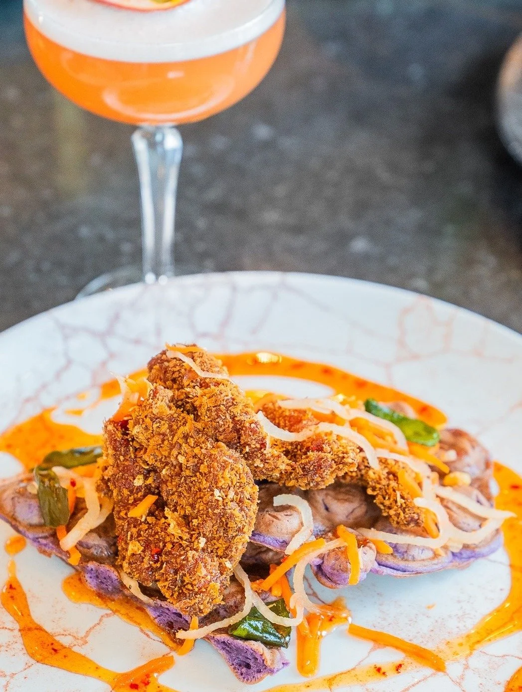 SATURDAY POWER PAIRING: THE ICONIC DUO 🥂🍗🔥

We&rsquo;re taking the classics to a whole new level. Tonight, it&rsquo;s all about the Fried Chicken &amp; Ube Waffle paired with our legendary Pornstar Martini.

The Intense savoury crunch of the chick