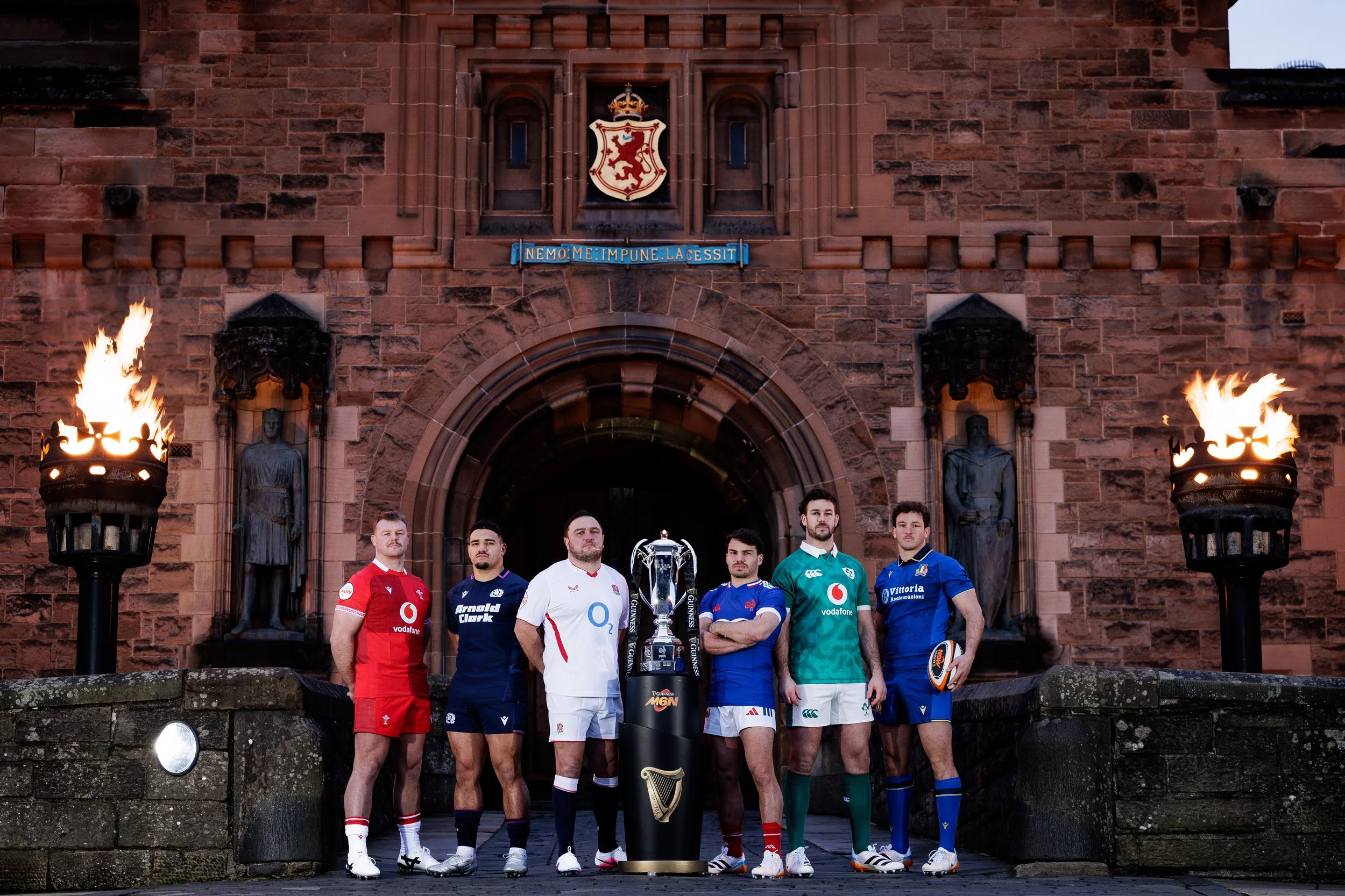 Watch Six Nations Rugby 2026 live at BAHA - England, Wales, Scotland, Ireland, France and Italy players with trophy