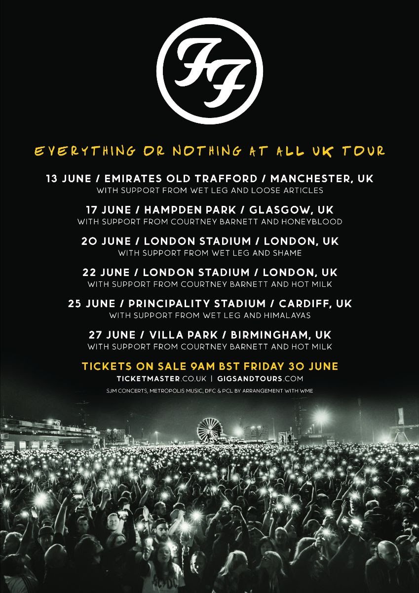 Foo Fighters announce 2024 'Everything or Nothing at All UK Tour