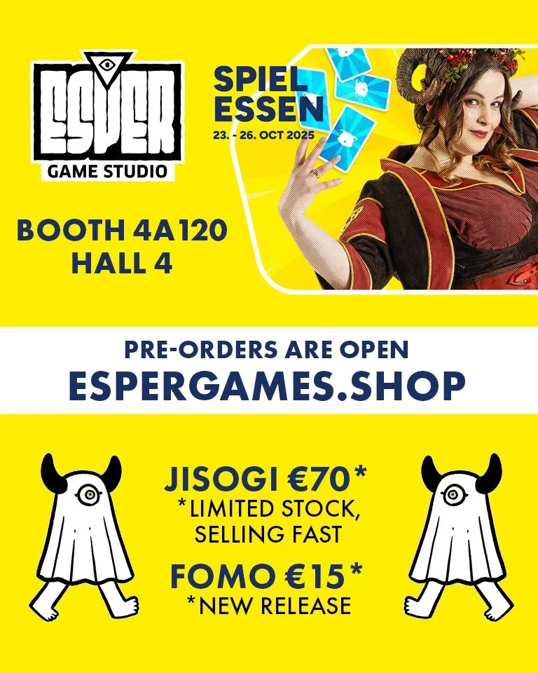 Spiel Essen Pick-up Pre-orders are now open!
Pre-orders for JISOGI: Anime Studio Tycoon and FOMO: Foragers of Mechanical Oddities are now live on our online store!
We honestly weren’t sure if we were bringing too many copies of JISOGI to the
