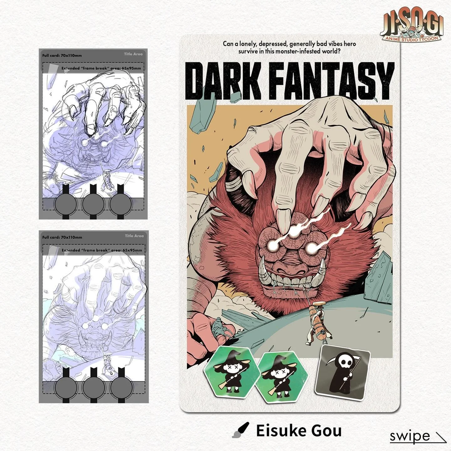 For our new followers and to celebrate JISOGI 1.5 campaign, let us introduce the game&rsquo;s wonderful artists again!

Today artist introduction: Eisuke Gou (@eisukegou )

Working with Eisuke was amazing. A lot of effort was put into every single pi