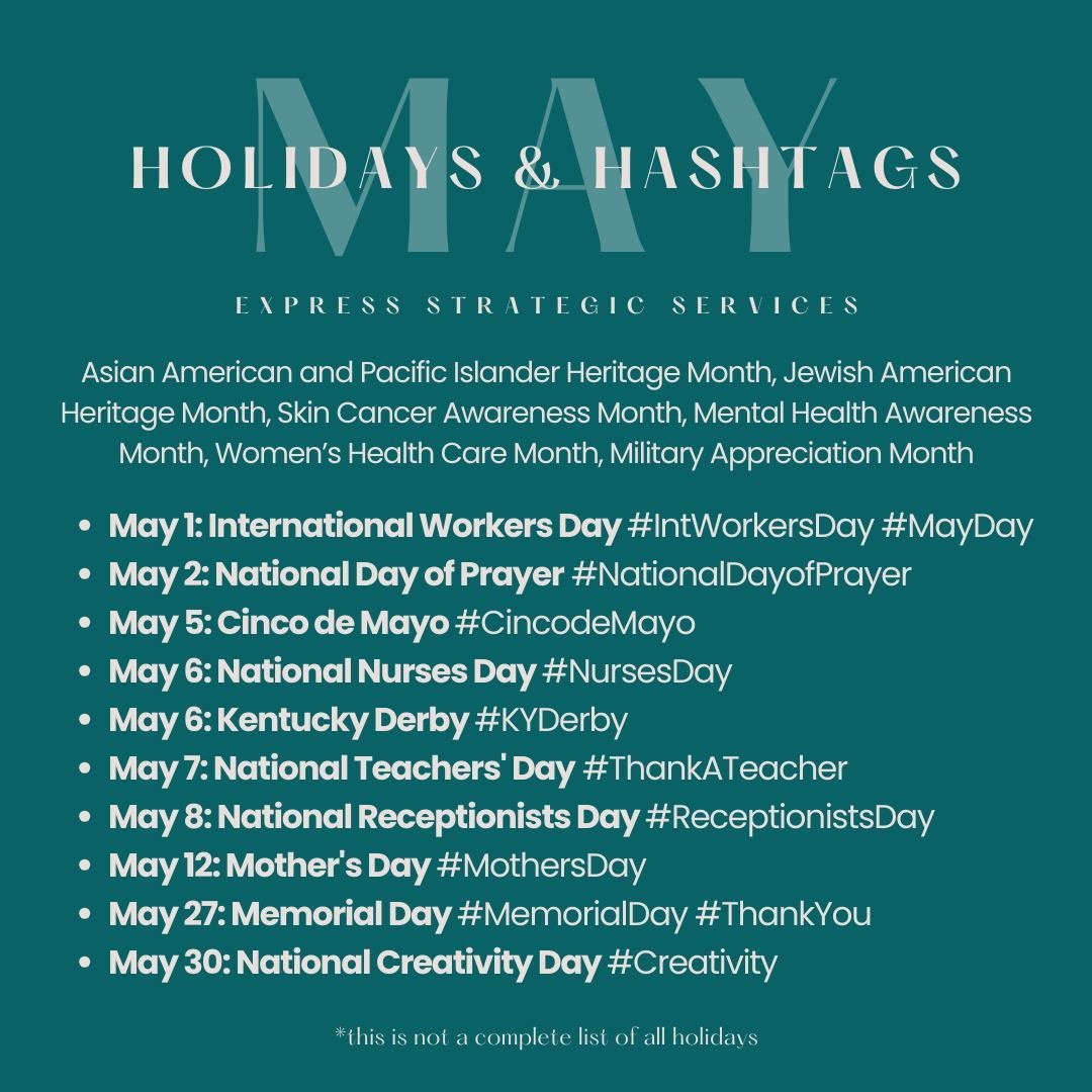 Take advantage of these upcoming holidays and hashtags happening this month. Subscribe to our exclusive newsletter to receive next month's holidays and hashtags along with a few industry updates!

newsletter | marketing agency | social media | websit