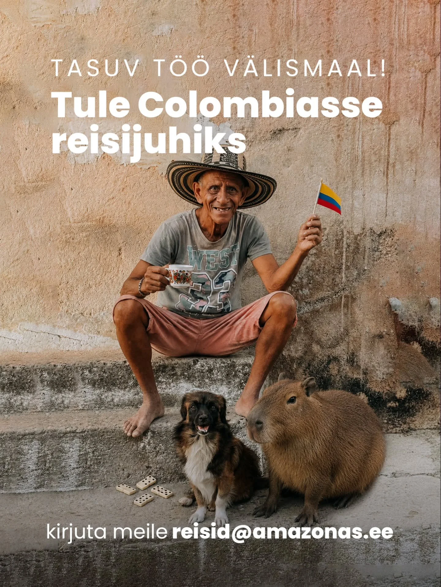 📣📣📣 TASUV T&Ouml;&Ouml; V&Auml;LISMAAL &ndash; tule Colombiasse reisijuhiks!

Meie reisid ei kulge m&ouml;&ouml;da k&otilde;ige sissetallatumaid radu. V&auml;ikesed grupid, aeglane reisimine, v&otilde;imalikult &ldquo;like a local&rdquo;. Otsime i