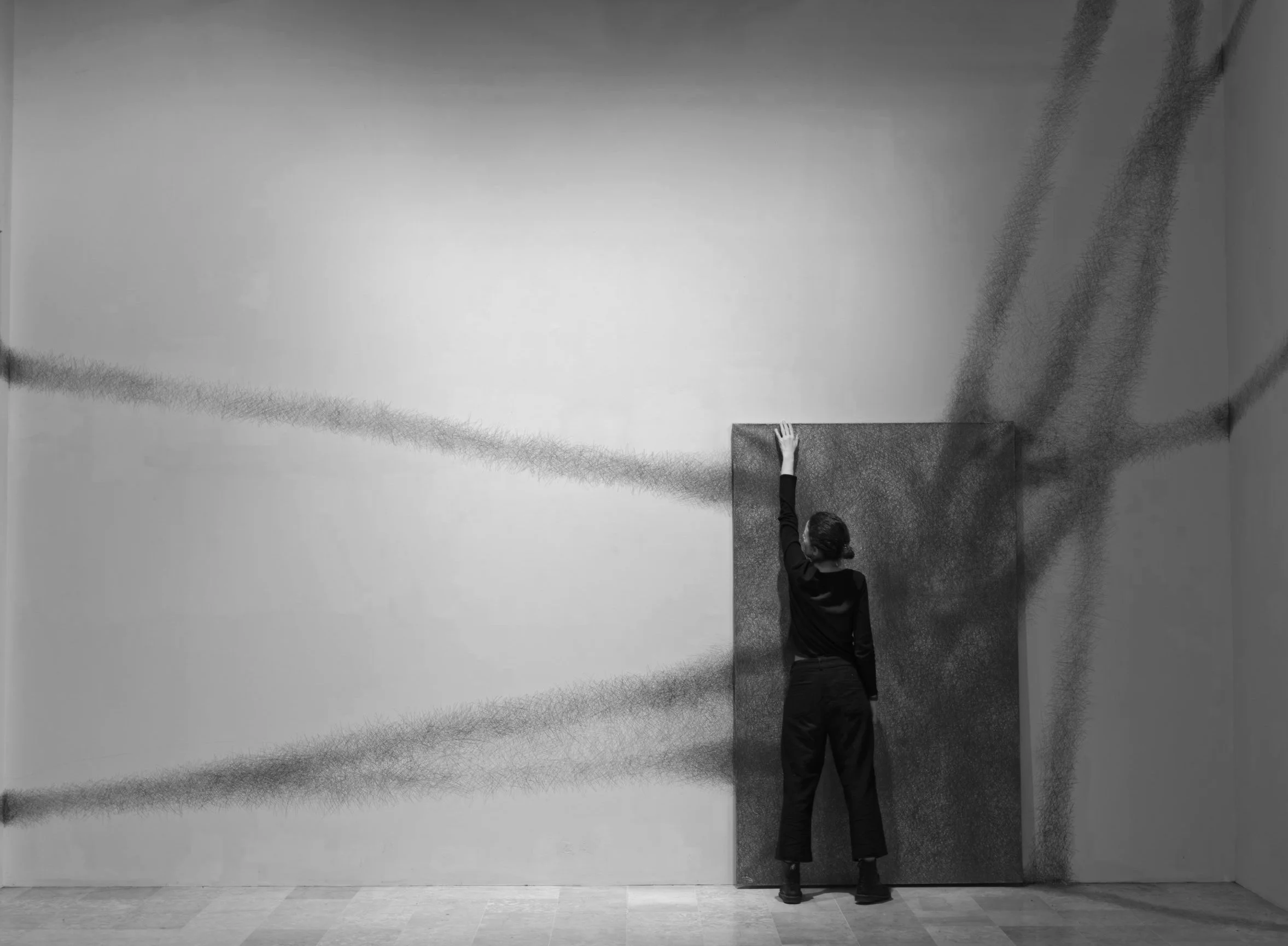 Desire lines, vue de l'installation, exposition Hyperdrawing, FRAC Picardie, 2022