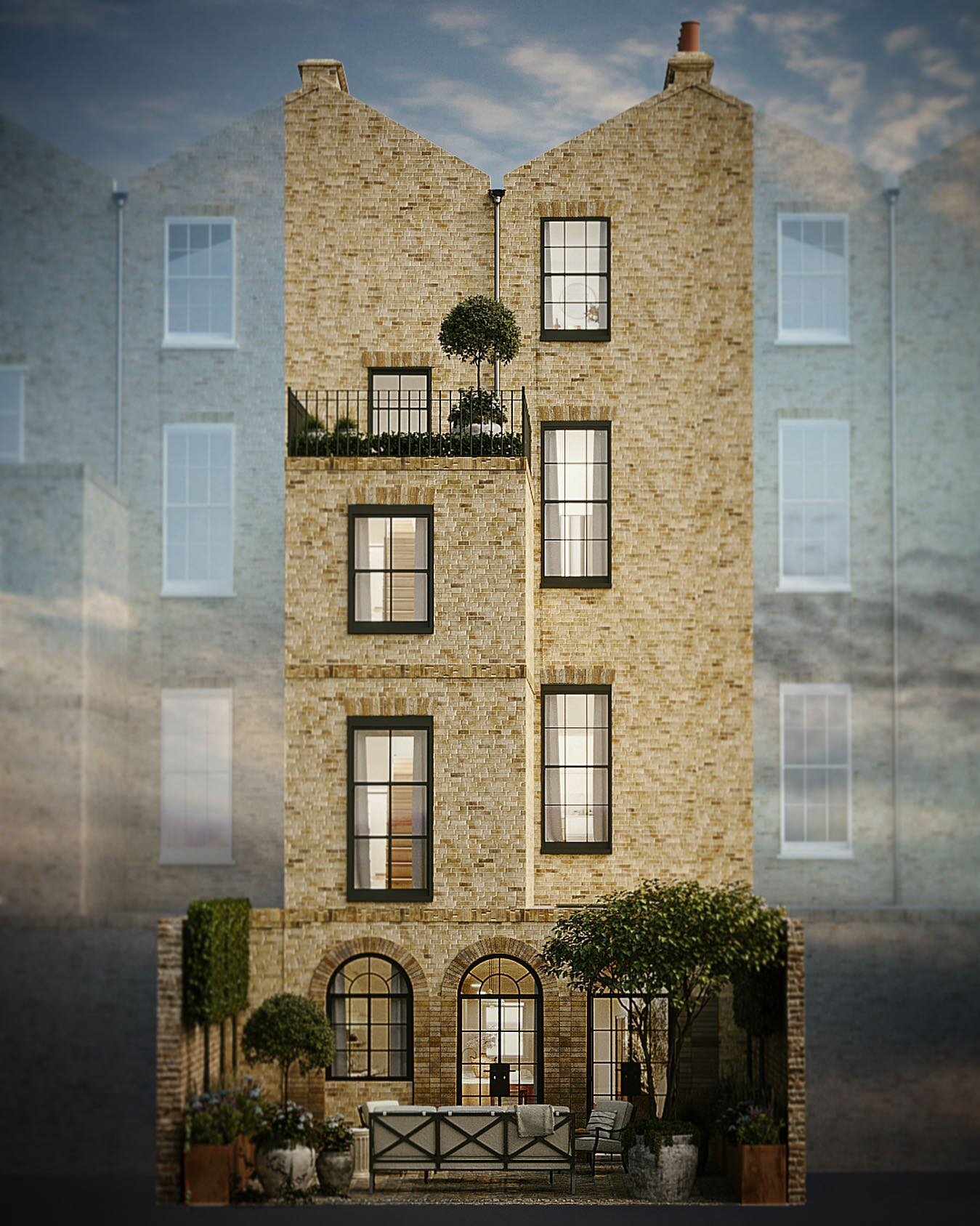 Rear elevation, Chelsea Townhouse. 

Whilst the front facade of the property constructed in 1845 will remain relatively untouched, the entire structure behind will be of completely new construction, truly blending the old with the new and ensuring th