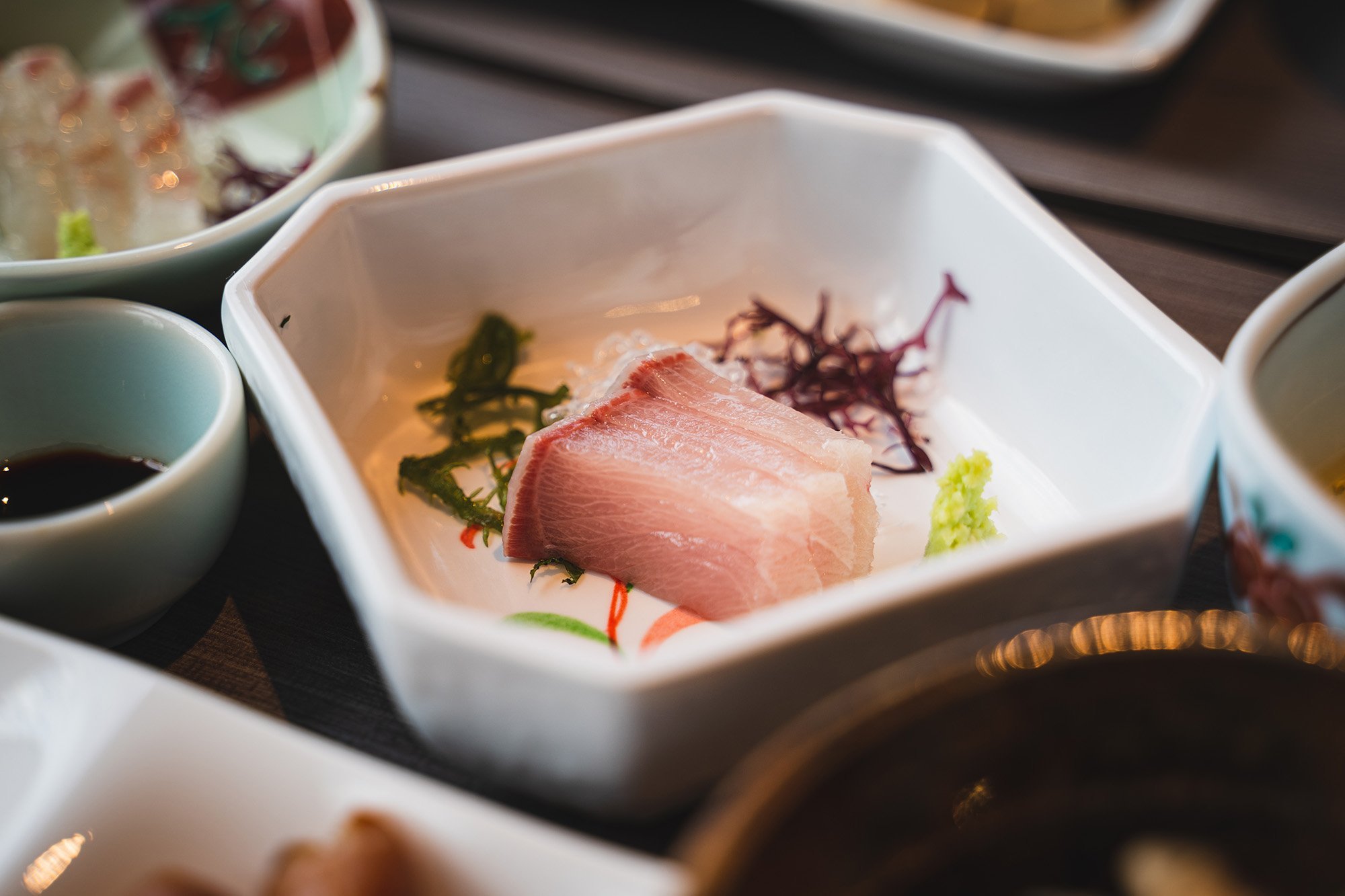 Breakfast buffet: Hamachi (Yellowtail) sashimi