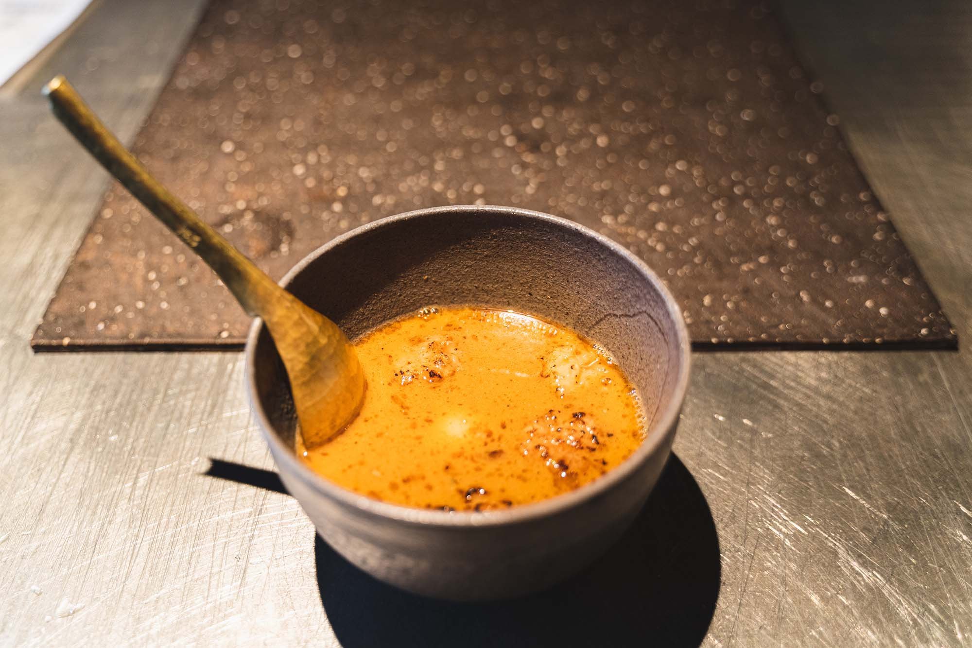 Wagyu gyumotsu tsukemen broth