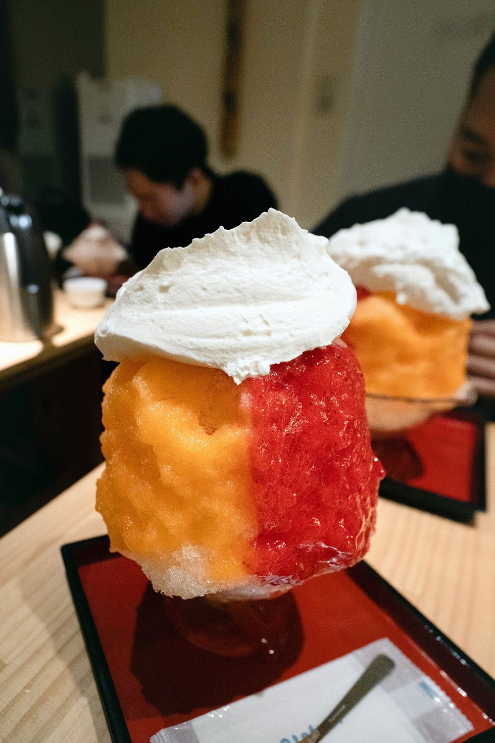 Melon &amp; Strawberry shaved ice w/ cream