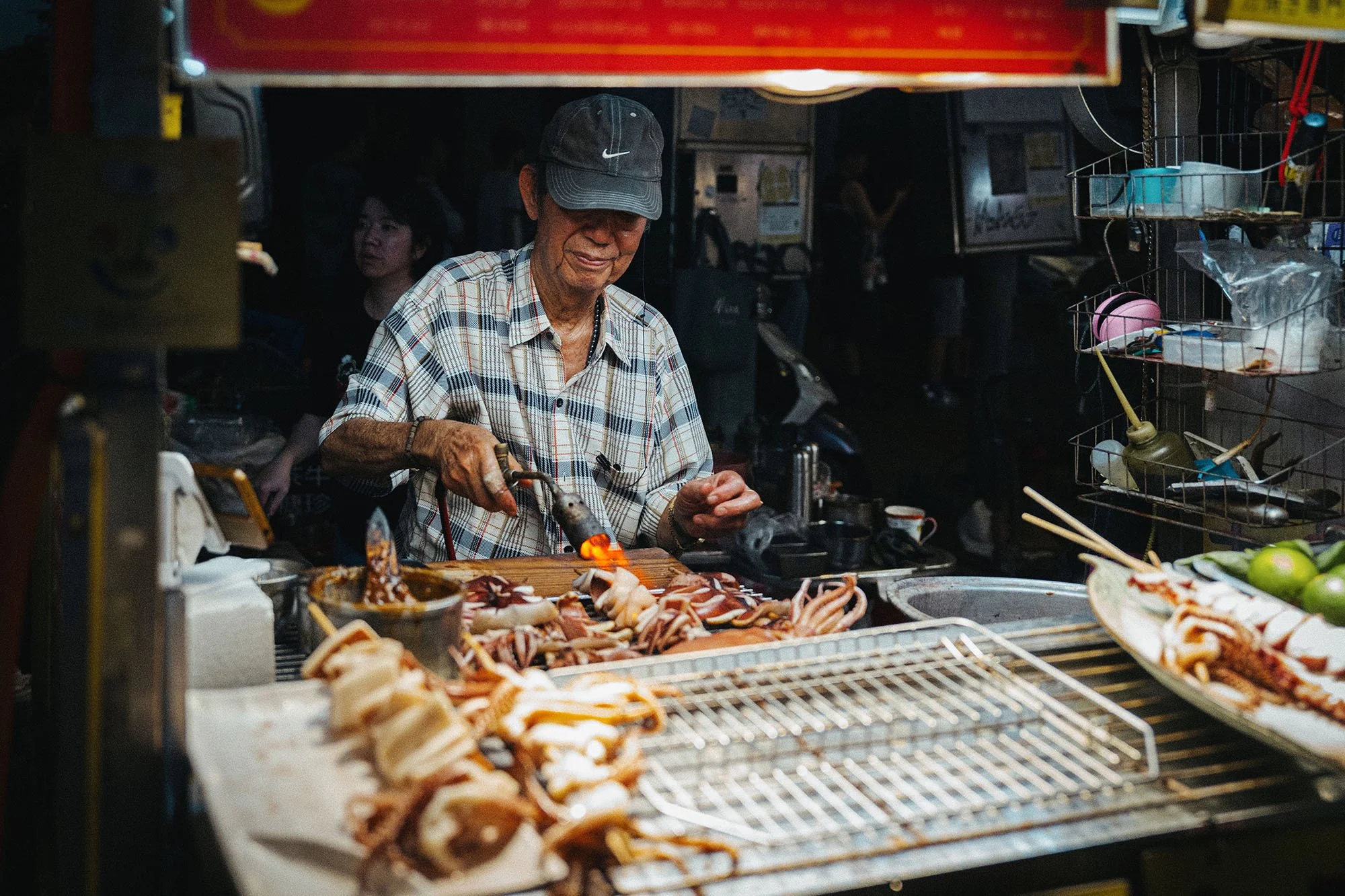 Cooking at a food stall 