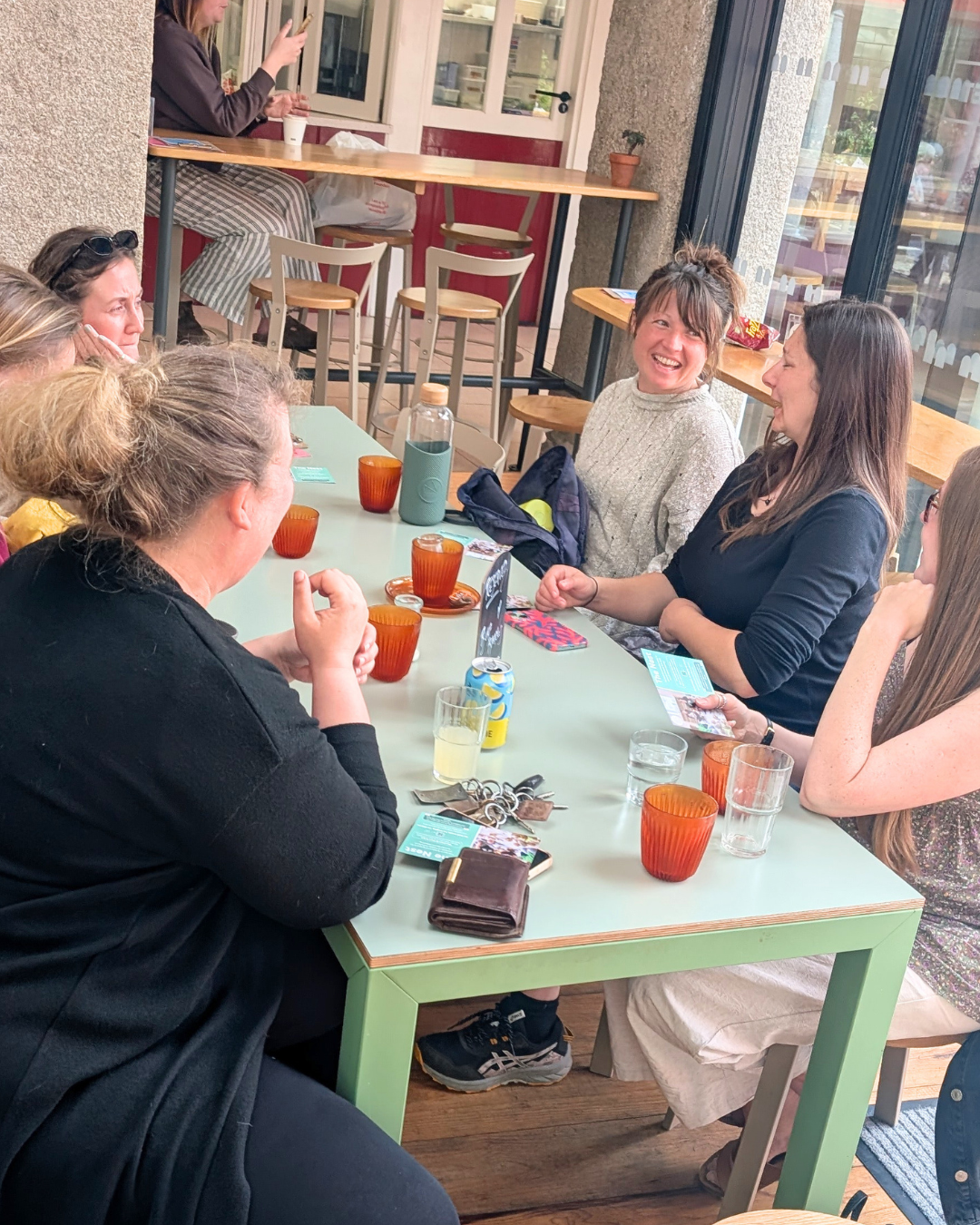 A group of pregnant women in Cornwall meet and make friends over coffee at The Buttermarket in Redruth