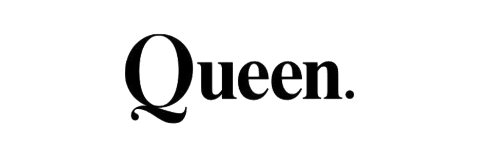 The word "Queen" in black serif font with a period at the end.
