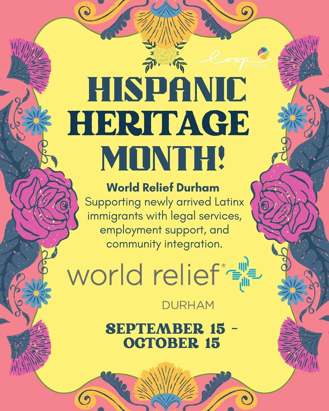 🎉 Hispanic Heritage Month: Community Spotlight 🎉 This month, we’re lifting up Latinx-led organizations whose work is rooted in equity, empowerment, and cultural pride across the Triangle.
@worldreliefdurham 
🌍 “Welcoming Latinx immigr