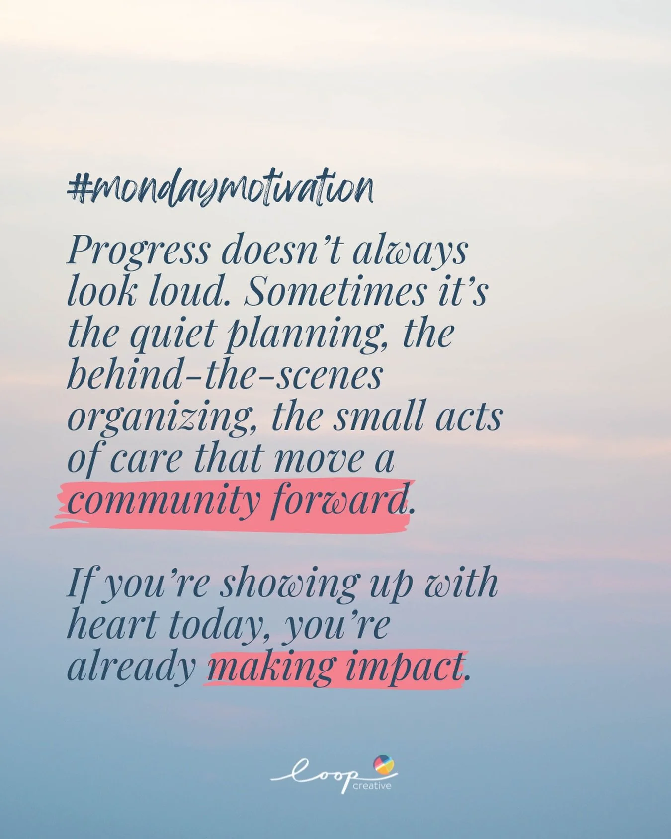 A little #mondaymotivation for our mission-driven friends: Progress doesn&rsquo;t always look loud. Sometimes it&rsquo;s the quiet planning, the behind-the-scenes organizing, the small acts of care that move a community forward. If you&rsquo;re showi