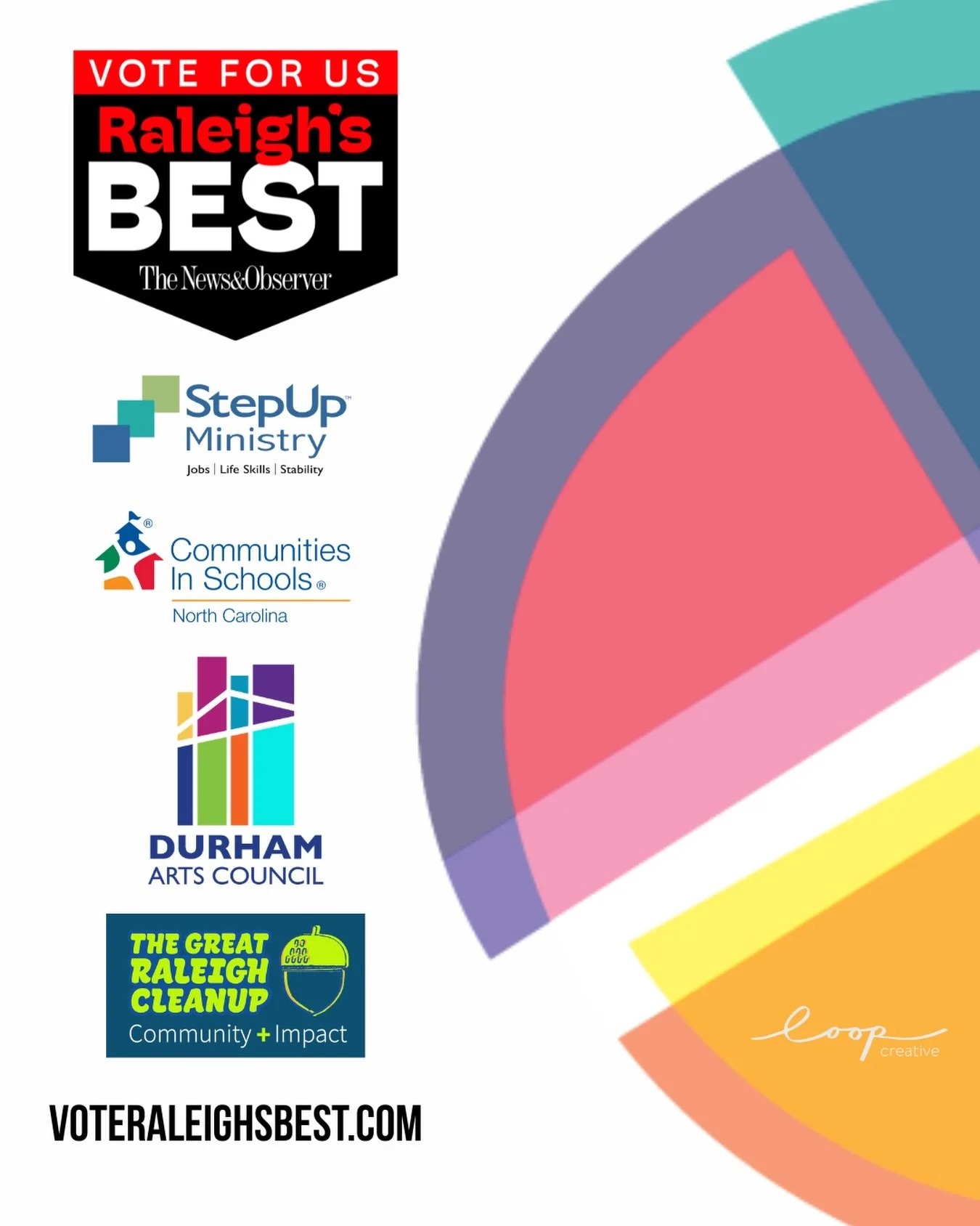 VOTE / Several of our nonprofit clients have been nominated for the Best of Raleigh from the News &amp; Observer. Visit voteraleighsbest.com and go to Services/NonProfits to vote for these wonderful #nonprofits helping our community, each day through