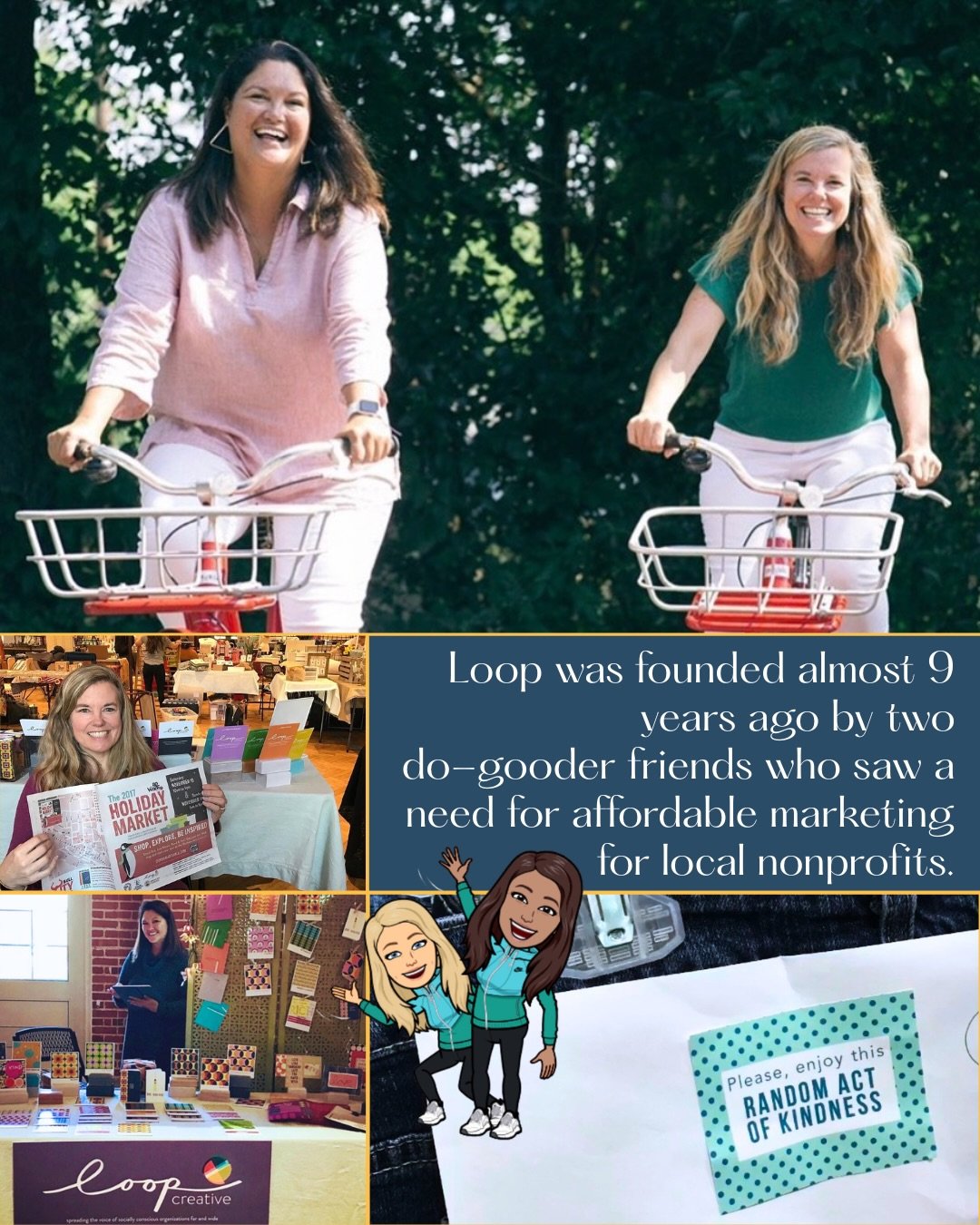 Loop was founded almost 9 years ago by two do-gooder friends who saw a need for affordable marketing for local nonprofits.

What started as a simple way for us to give back to our community turned into supporting over 150 nonprofits. 

Finding people