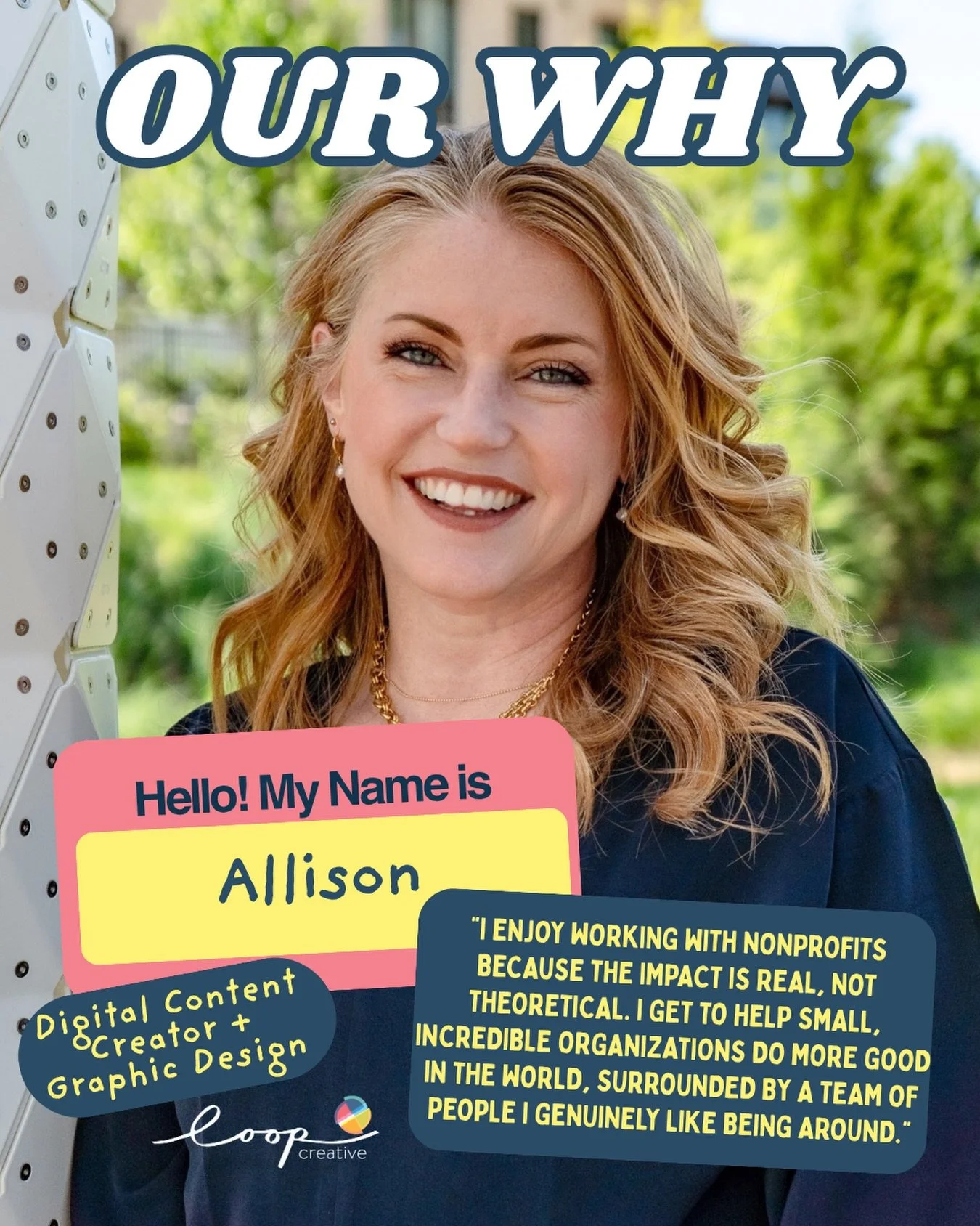 Meet Allie, one of the creative brains behind Loop! Whether she&rsquo;s dreaming up a design, making social media magic, building a website, or jumping in wherever she&rsquo;s needed, Allie brings creativity, curiosity, and a knack for figuring thing