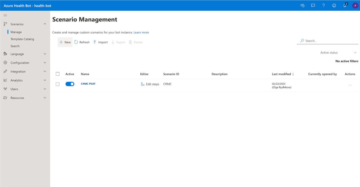Azure Health Bot instance creation screen in Azure portal