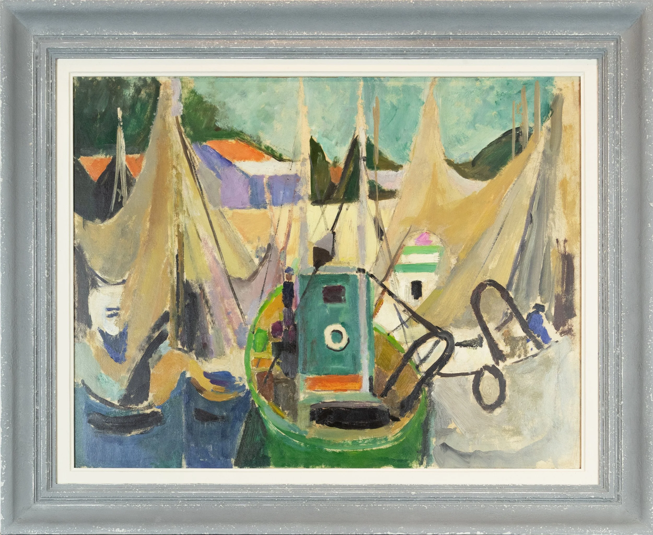Mildred Bendall (1891-1977), Port of Oleron, 1953, Oil on board, 51 x 66cm