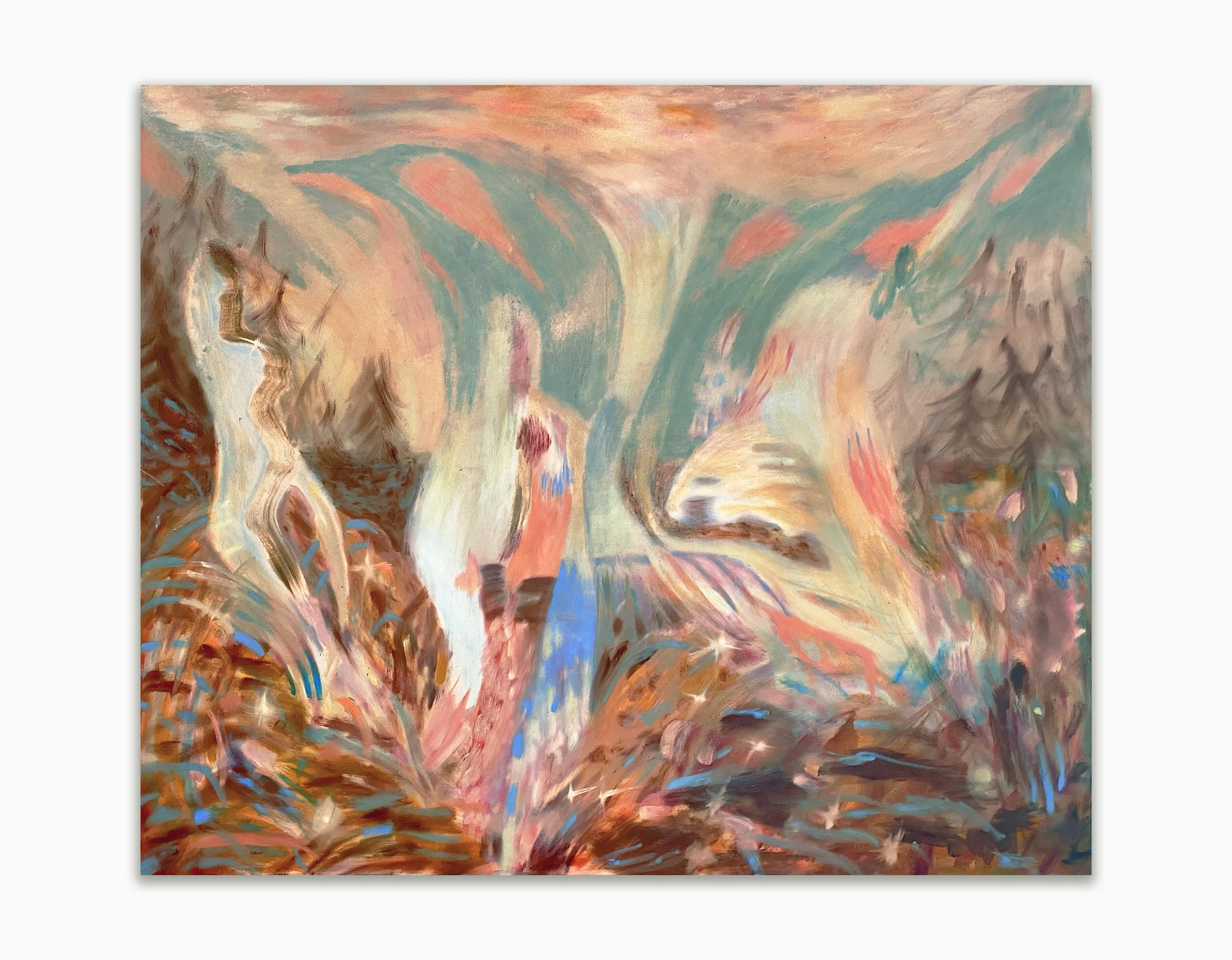 Pippa El-Kadhi Brown, Rainmaker, 2025. Oil on canvas, 150 x 180cm. £9,900
