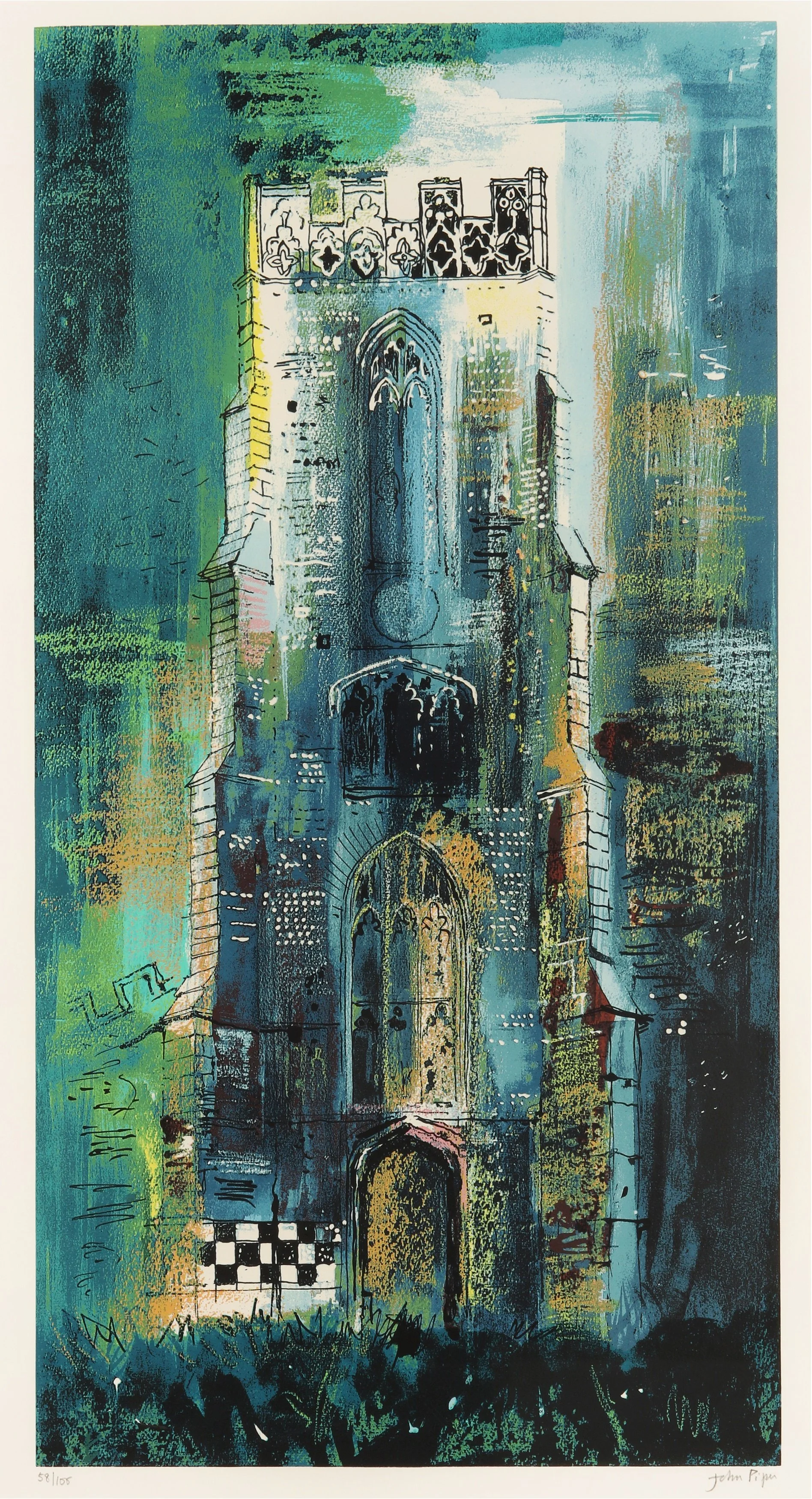 John Piper (1903 - 1992), Stansfield, 1986. Screenprint, 89cm x 49cm