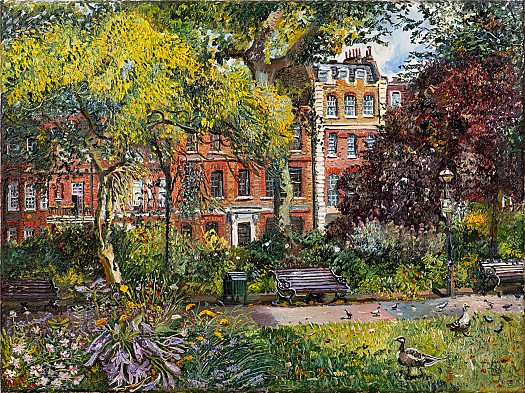 Melissa Scott Miller, Cheyne Walk Gardens, Chelsea. Oil, 45 x 60cm