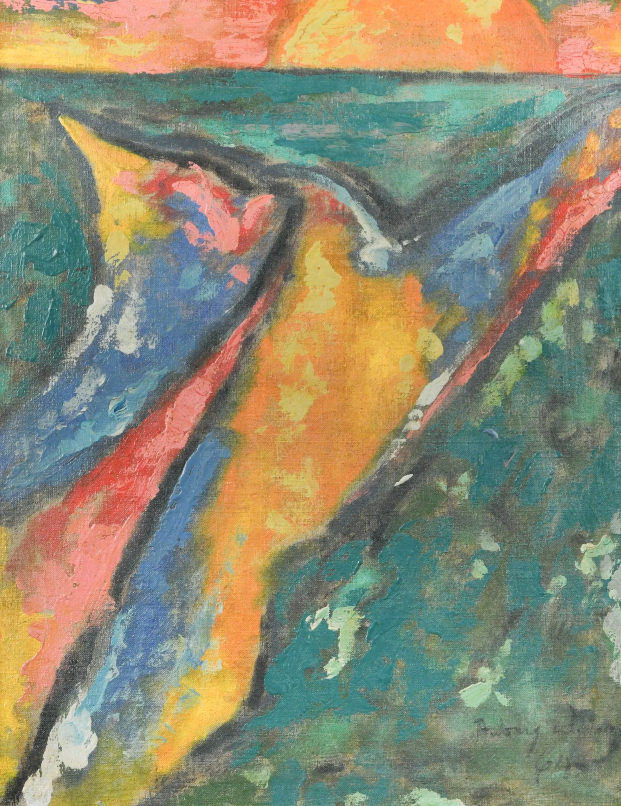 Aubrey Williams (1926-1990) Essequibo. Oil on canvas,53.5 x 42cm. Signed and dated 'Aubrey Williams / 64' (lower right); further signed, titled and dated to the reverse Courtesy of Kynance Fine Art POA