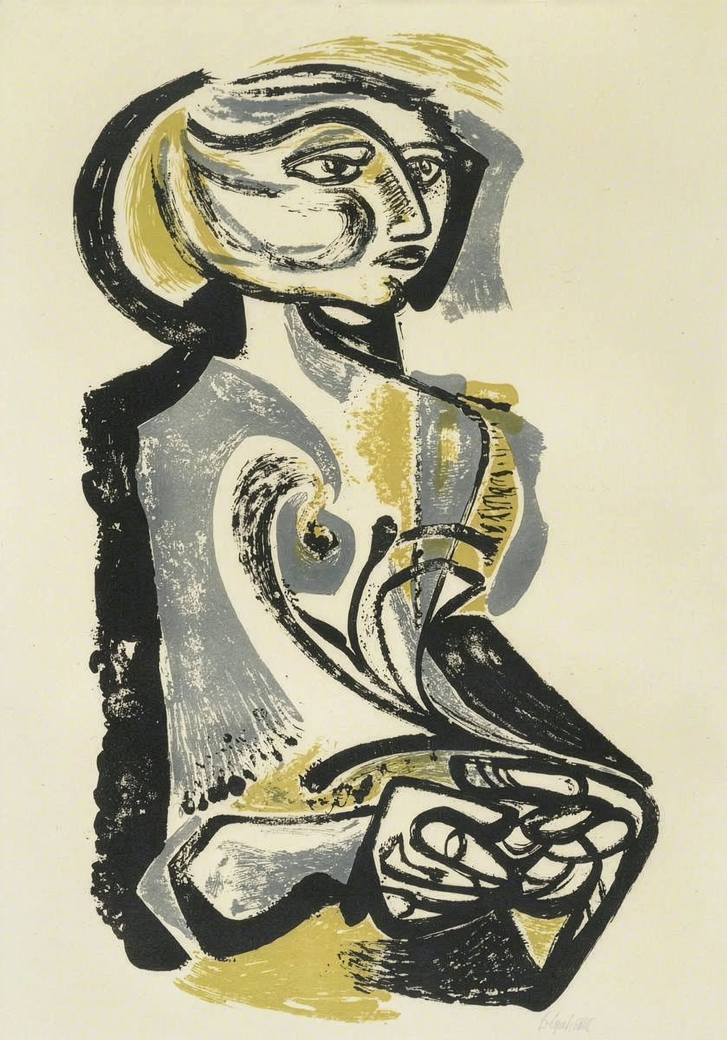 Robert Colquhoun (1914 - 1962), Seated Woman, 1952. Lithograph, 64.5 x 49.5cm