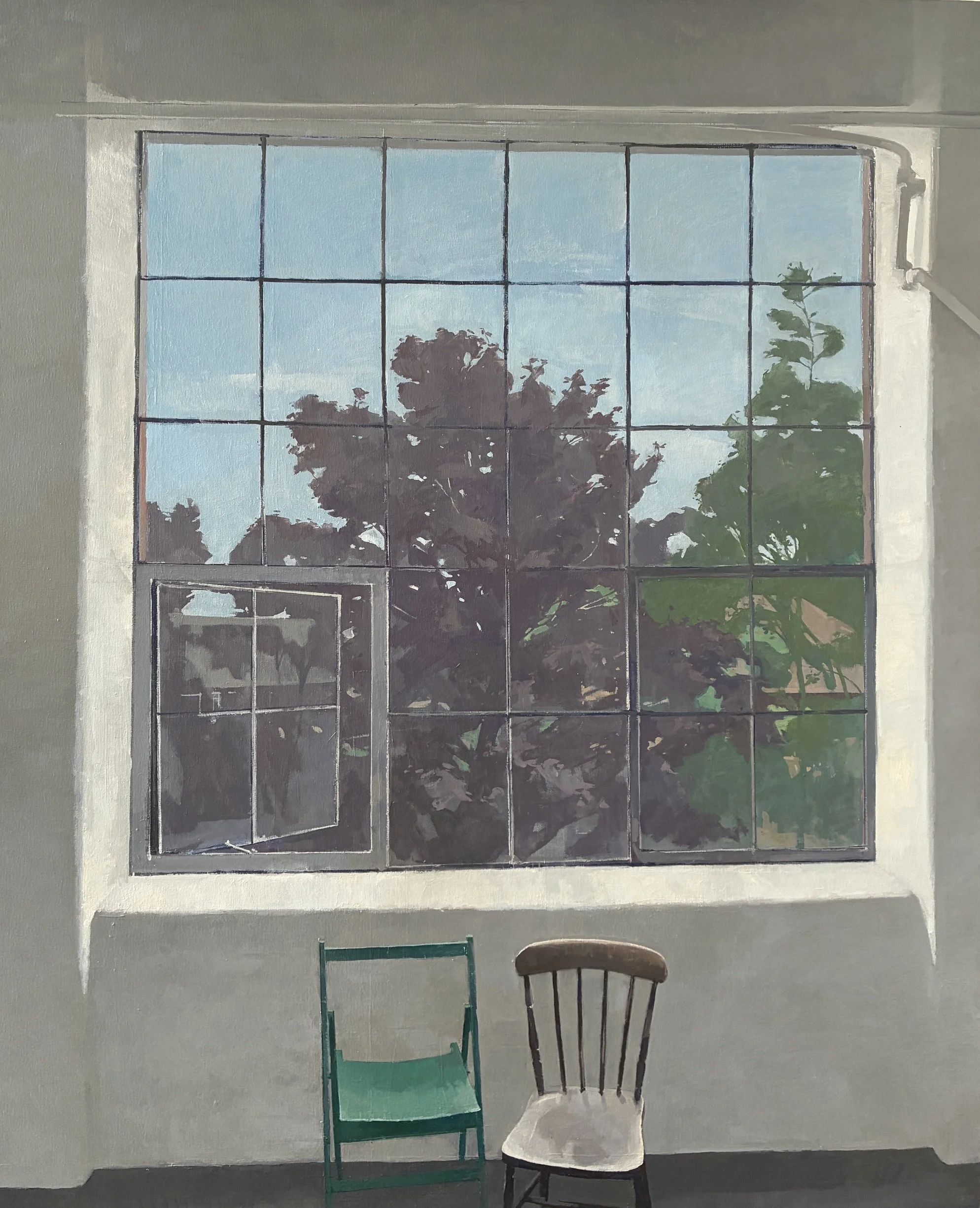 Jason Line (b.1965) Summer Window, 2026. Oil on linen, 138 x 112cm. £9500