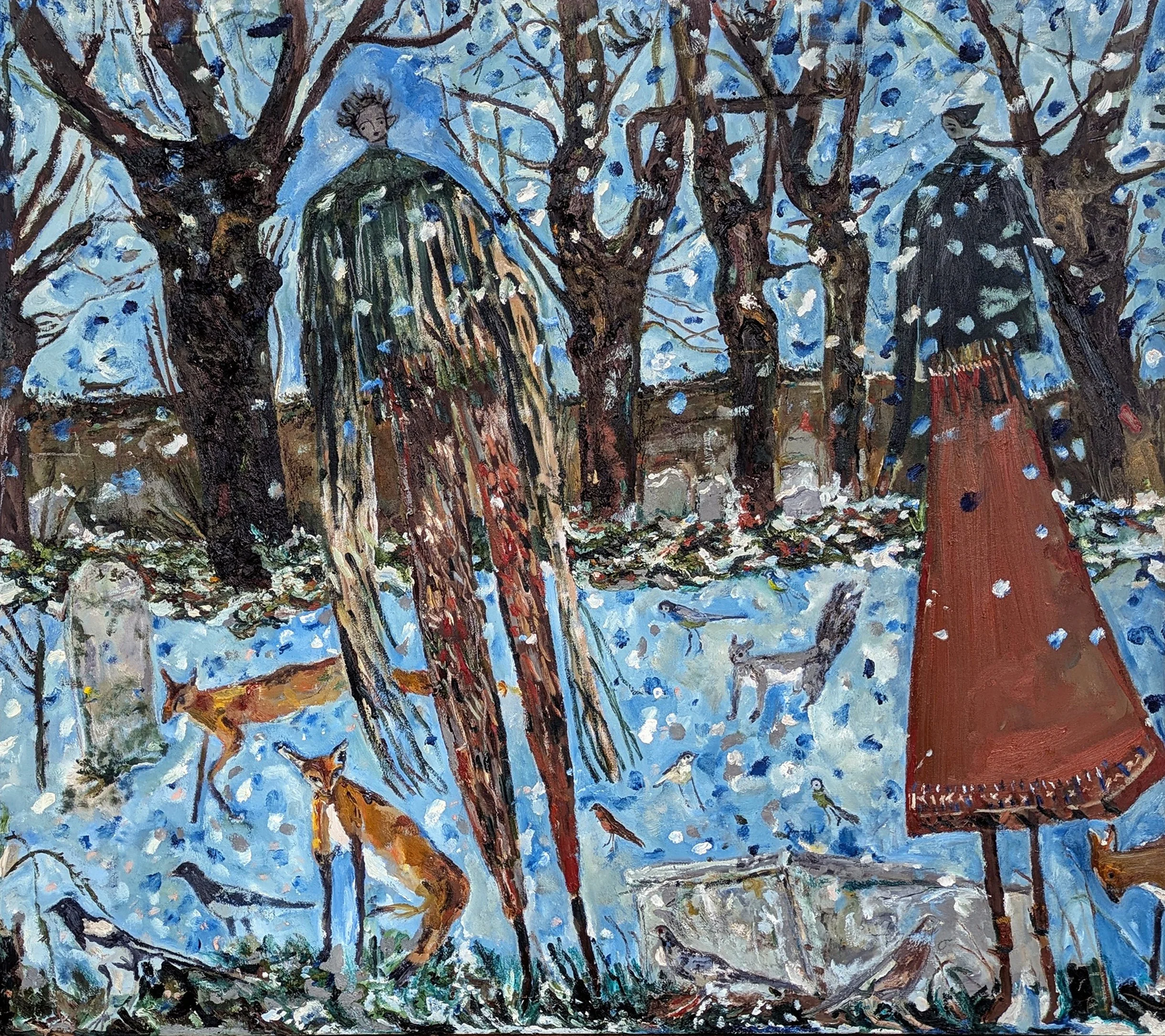 Melissa Kime, 'He’s a part of nature you have to remember that', 2024. Oil, oil pastel, oil bar, charcoal dust on canvas, 160 x 180cm