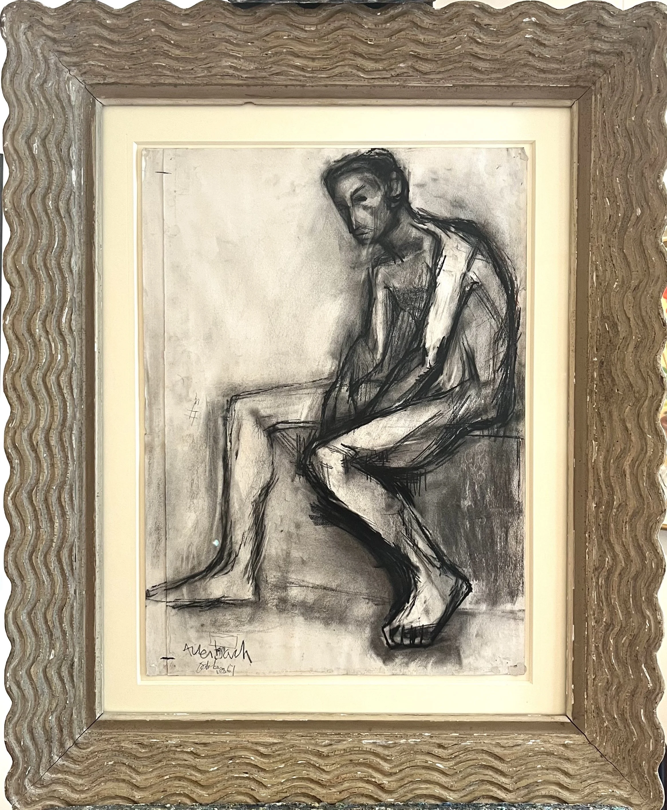 Frank Auerbach (1931-2024), Seated figure, 1951. Charcoal on paper, 55.5 x 40 cm