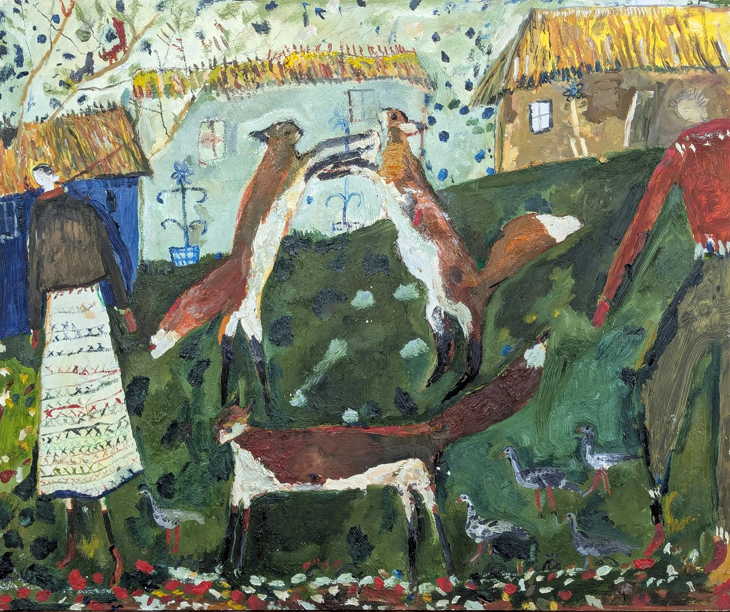 Melissa Kime, 'I wish I could be a fox...', 2024. Oil, oil bar, oil pastel on board, 50 x 60cm