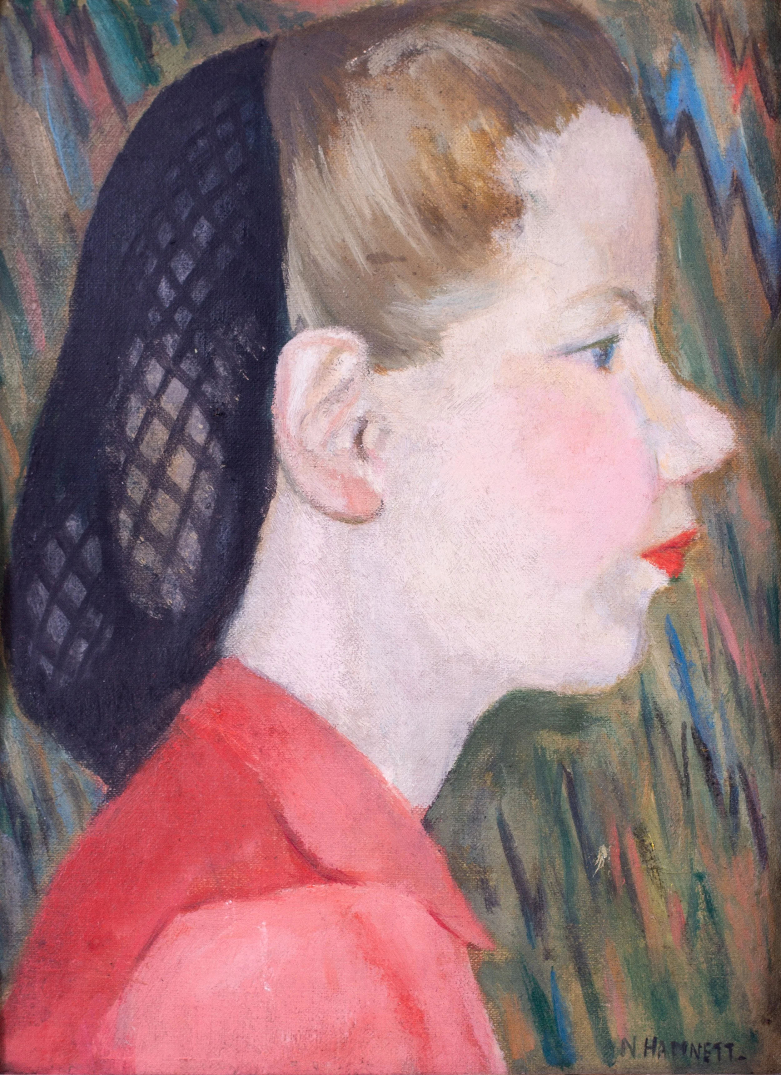Nina Hamnett (1890 - 1956), Girl in a snood, circa 1930, signed ‘N Hamnett’. Oil on canvas board, 30 x 20.8cm