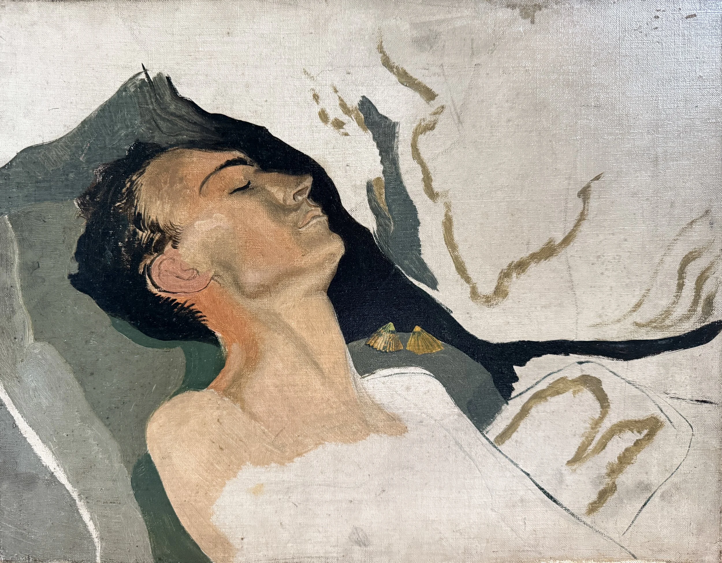 Muriel Jackson (1901-1977), Study of the artist's husband, Dr. 282 Margin Francis Courtenay Mason oil on canvas, unframed 35.5 x 46cm