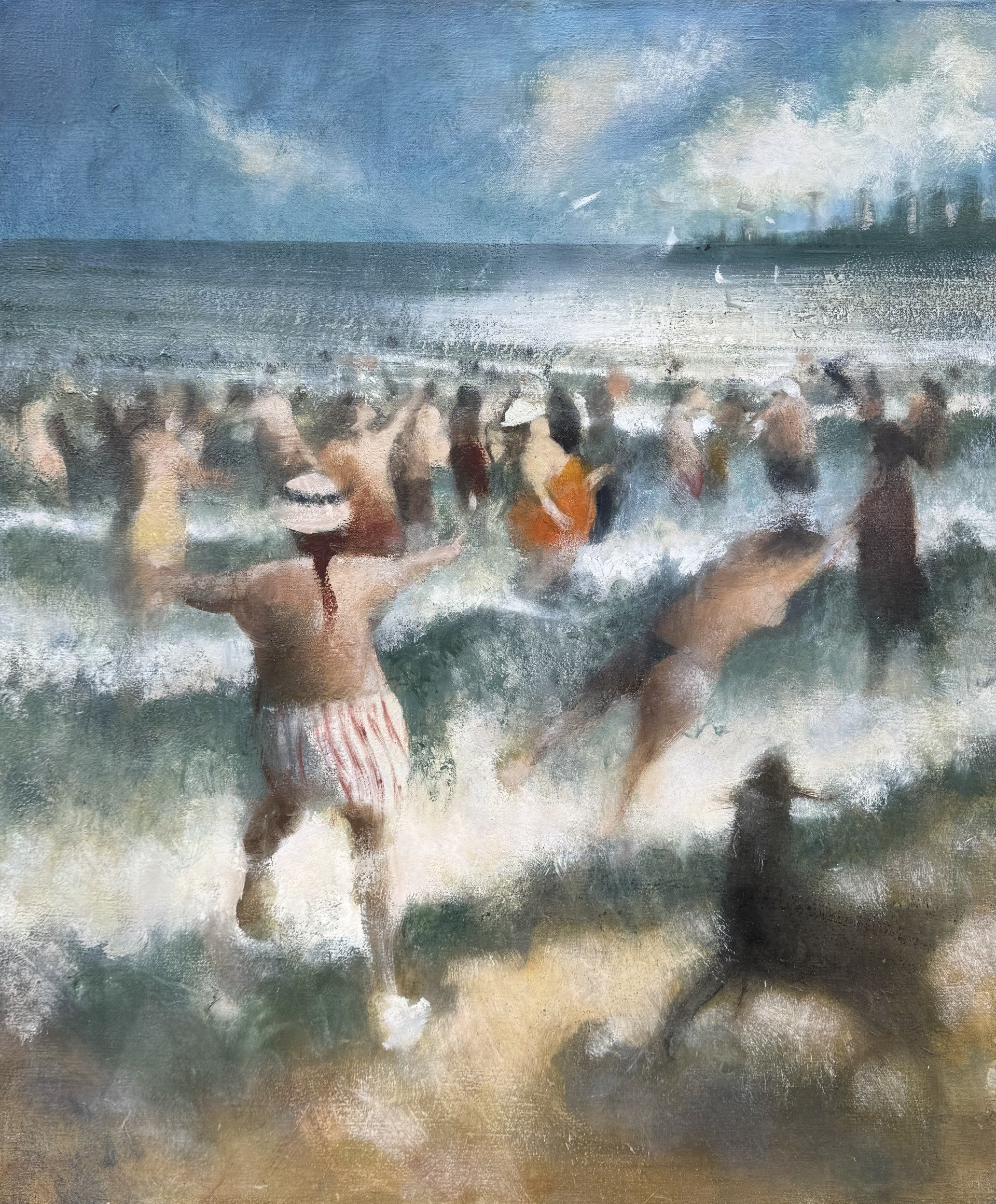 Bill Jacklin (b. 1943), Coney Bathers I, 2014. Oil on canvas, 91 x 76 cm