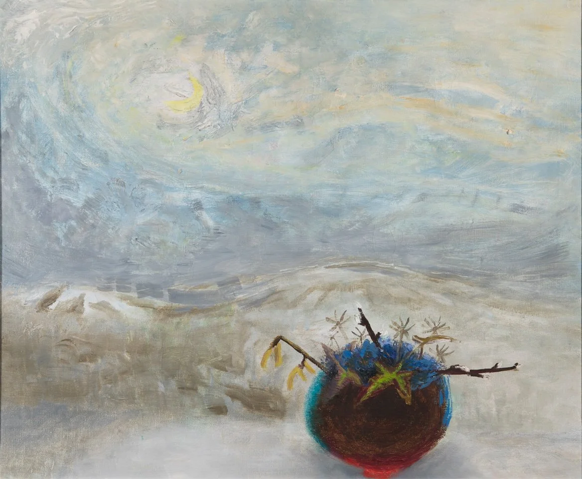 Winifred Nicholson (1893-1981), Potsloan c. 1978. Oil on canvas, 63.5 x 76cm
