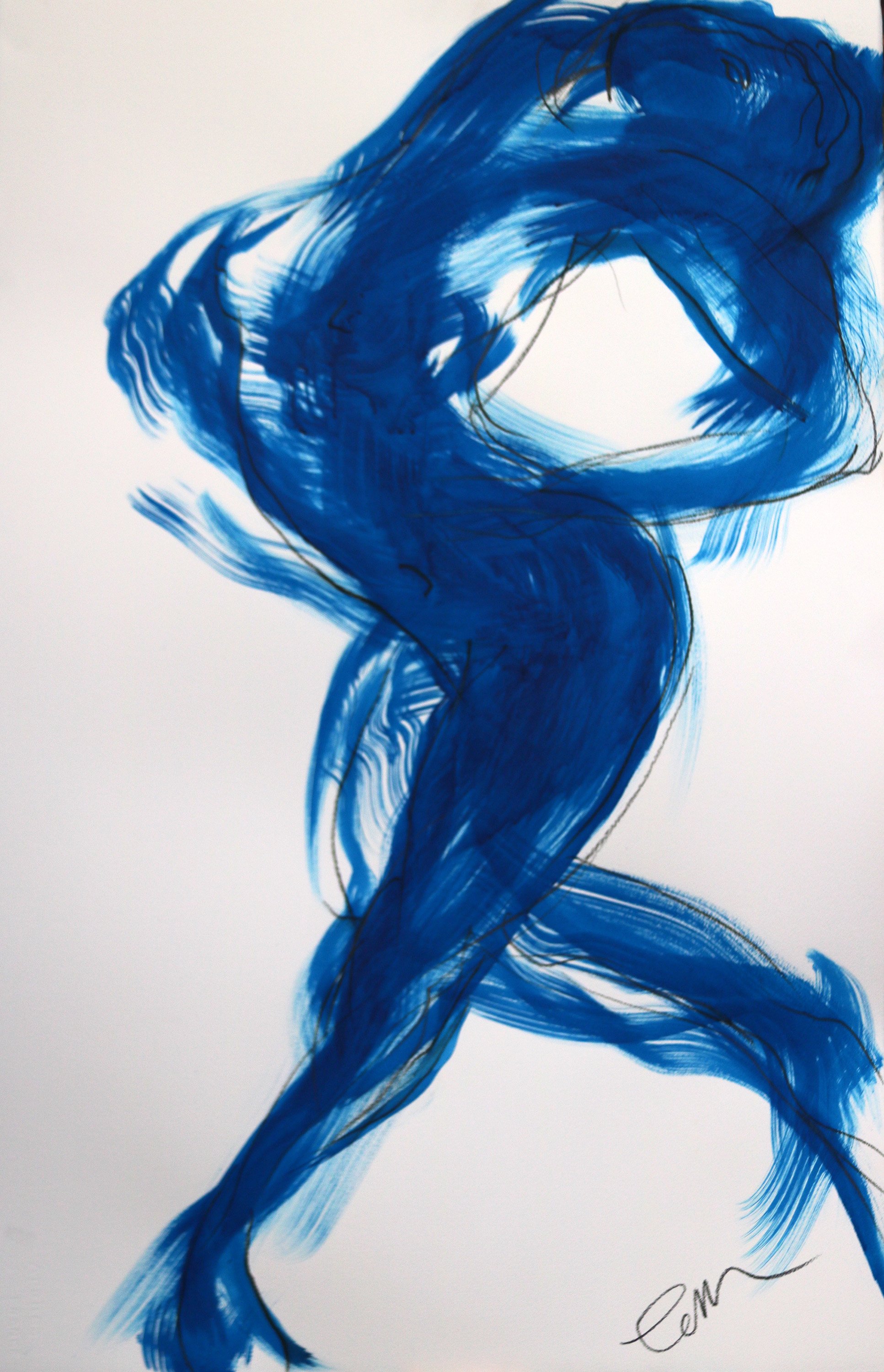 David Cottingham, 1950, Blue Dancer, 2026. Acrylic on paper, 115 × 79 cm. £1,800