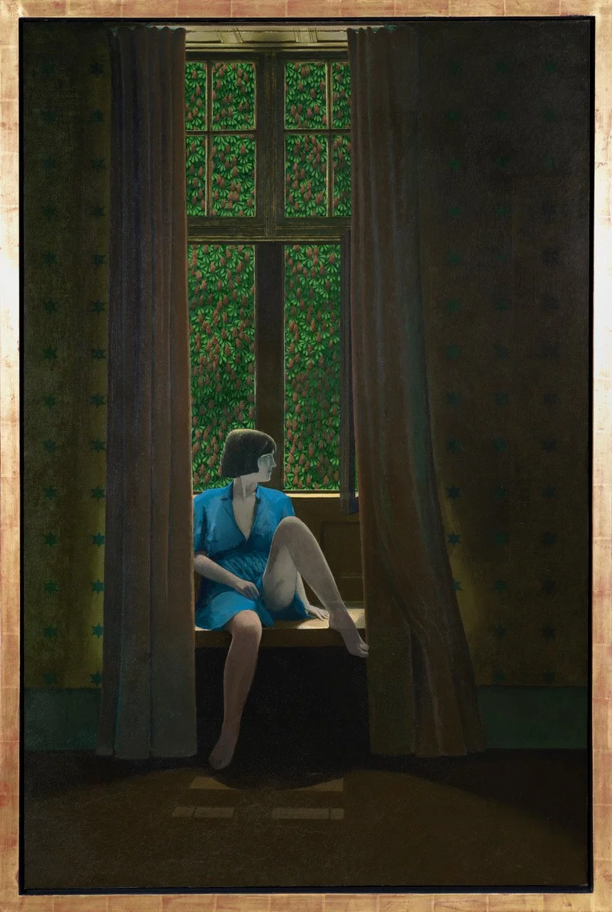 David Inshaw (b.1943), Veronica, Old Guest Room, Trinity College, Cambridge 1976 – 78. Oil on canvas, 127 x 79cm