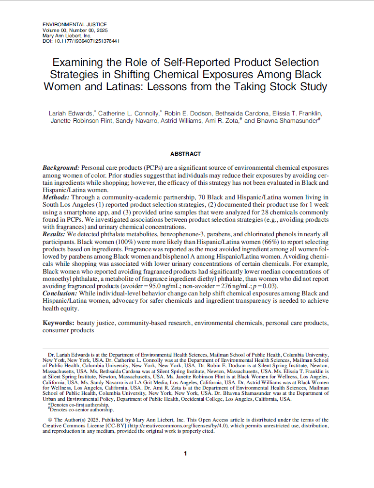 Examining the Role of Self-Reported Product Selection Strategies in Shifting Chemical Exposures Among Black Women and Latinas: Lessons from the Taking Stock Study