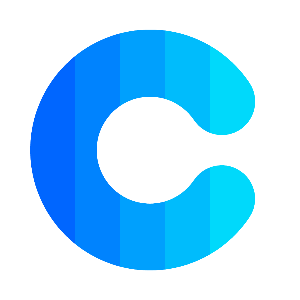 Blue gradient letter C logo on white background