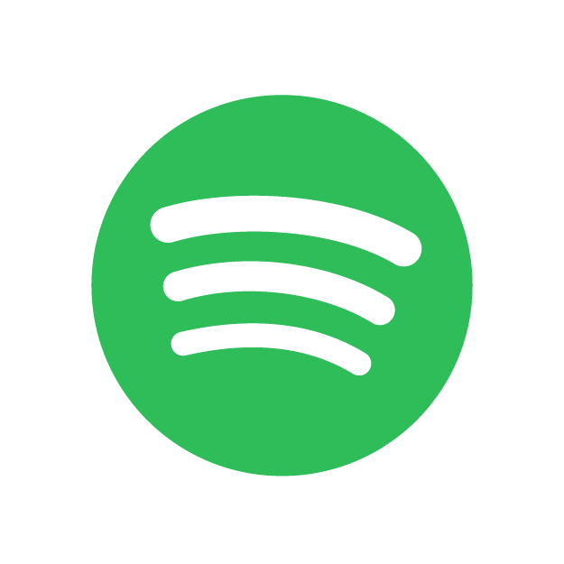 Green Spotify logo with three white curved lines.