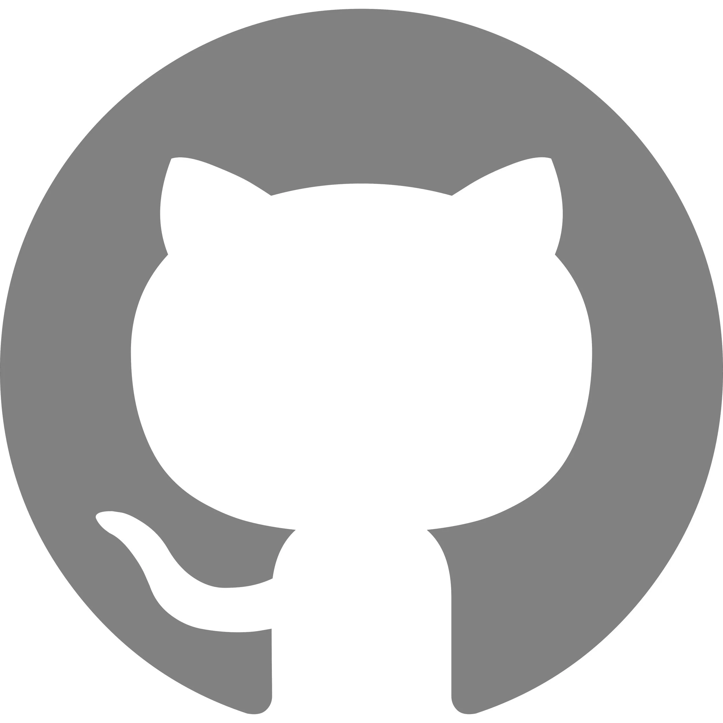 GitHub logo, featuring a stylized white cat with an octopus's body on a gray background.