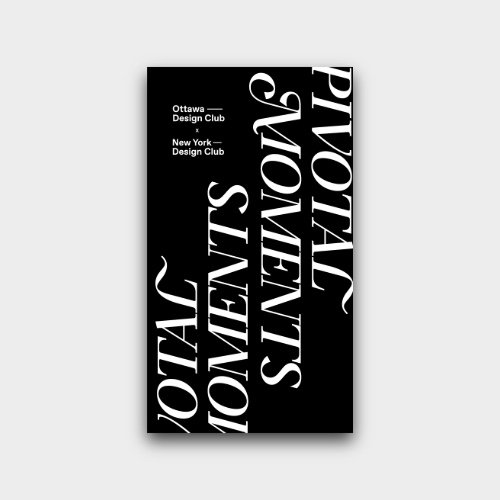Black vertical banner with white text promoting Ottawa and New York Design Clubs, and the phrase "Political Movements."