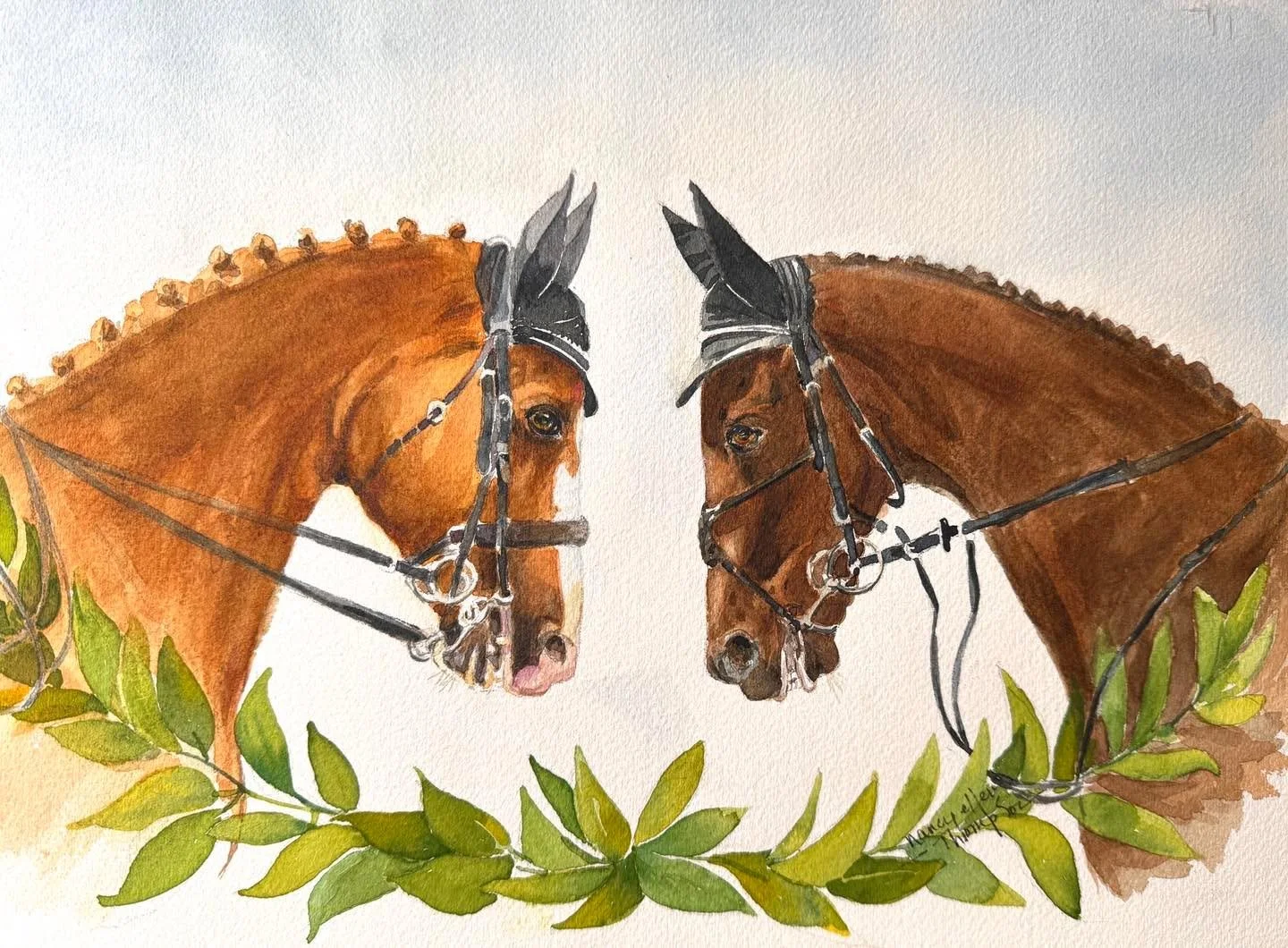 Loved doing this painting for my client! It was an anniversary gift for a couple that each had a horse that married! 💗